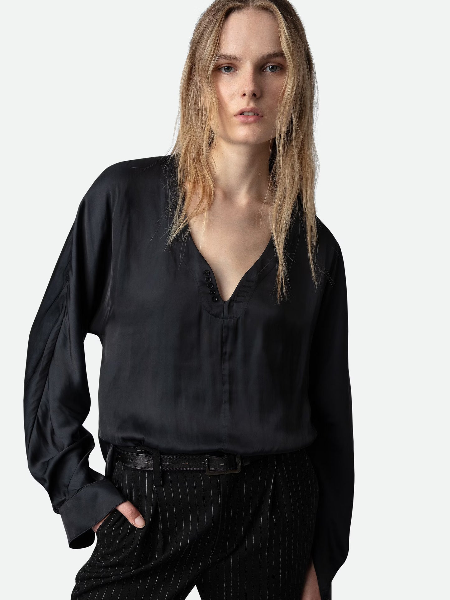Blouse Tonastir Satin chemise noir femme