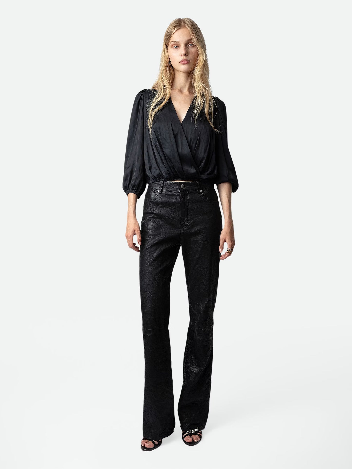 Top Tyfon Satin haut noir femme