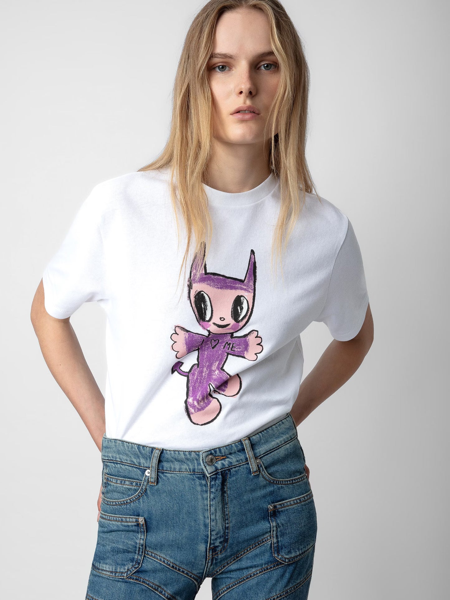 T-shirt Edwin Devil Strass t-shirt blanc femme