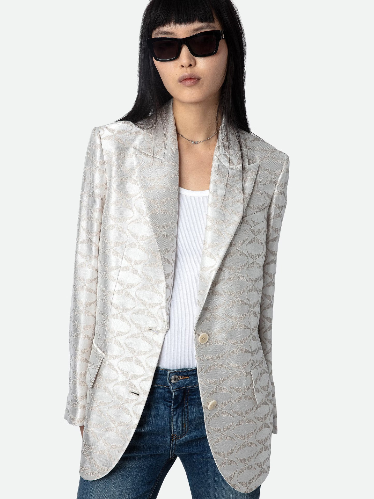 Blazer Vicka Wings Jacquard blazer beige femme