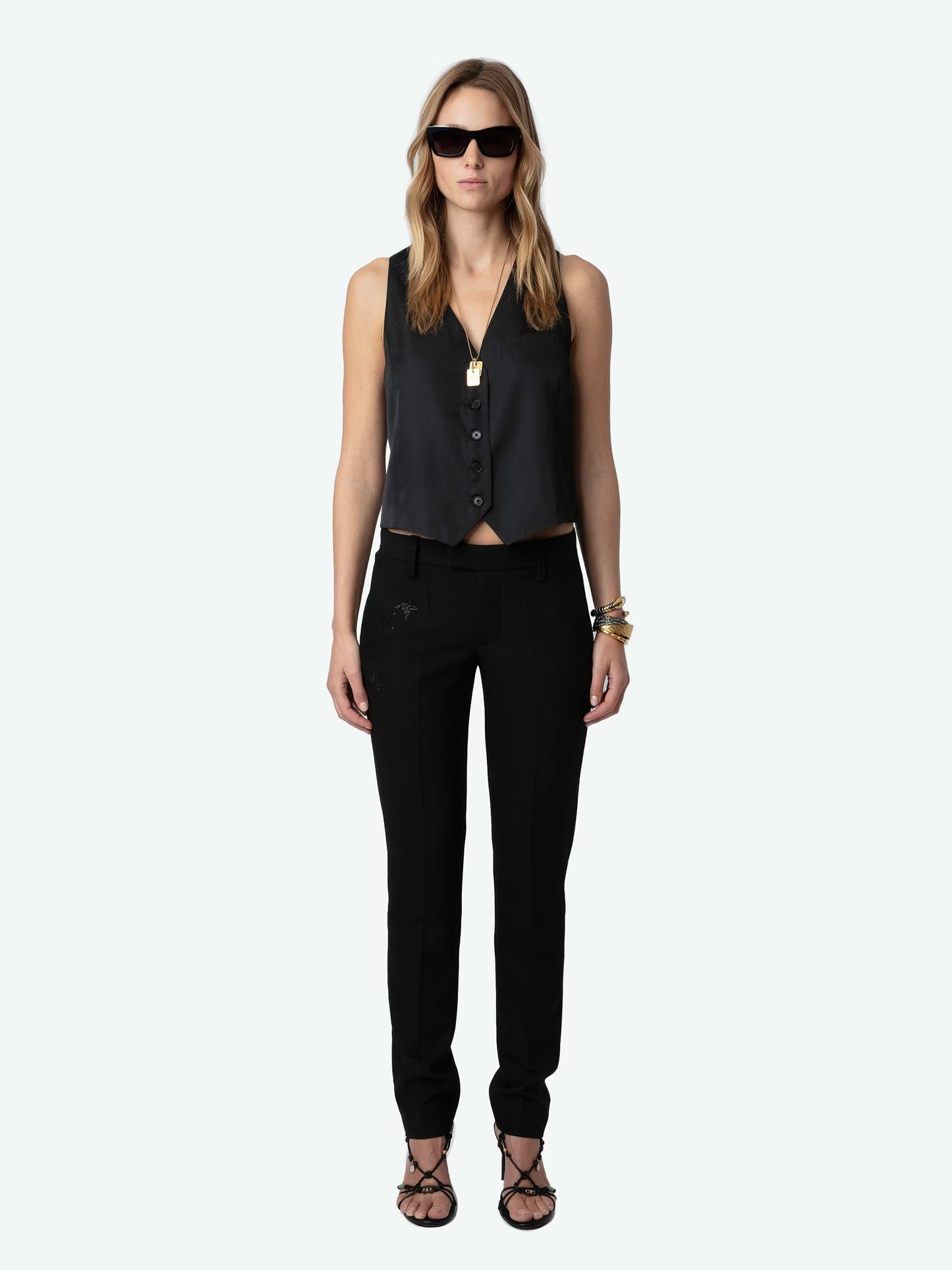 Top Emaux Satin haut noir femme