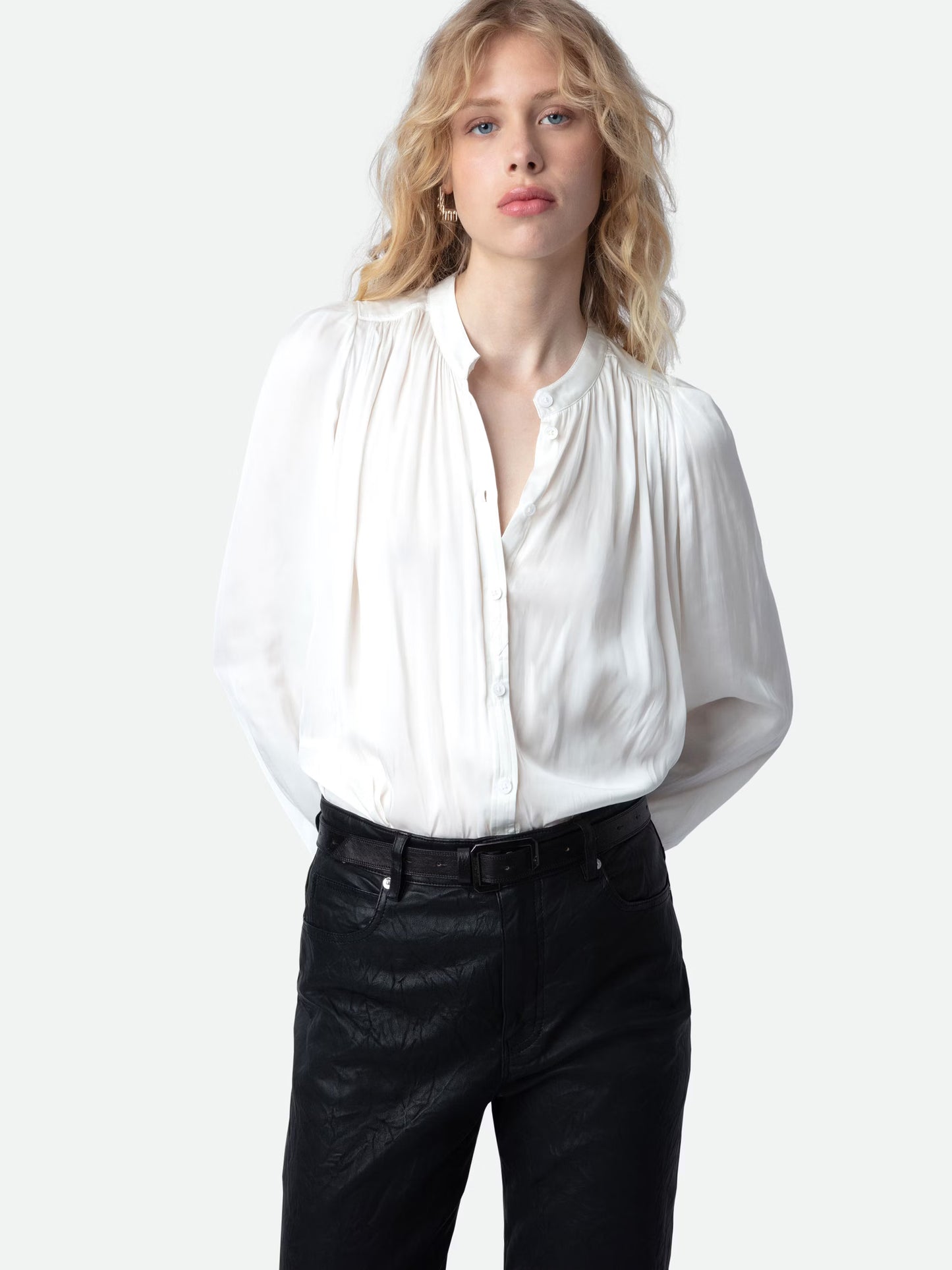 Blouse Tchin Satin chemise blanc femme