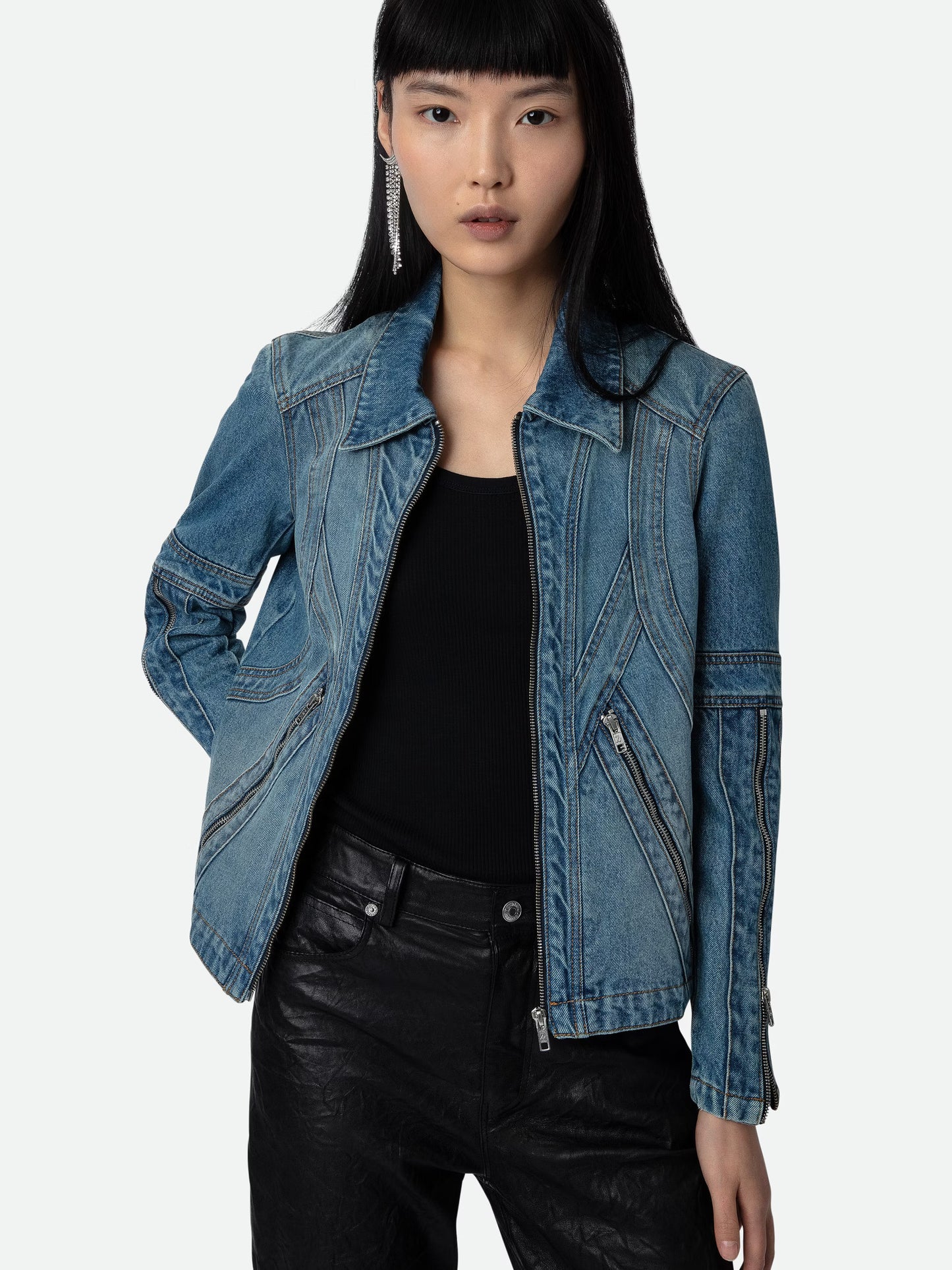 Veste Bons Denim blouson bleu femme