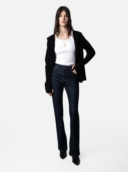 Cardigan Cosany Strass Cachemire cardigan noir femme