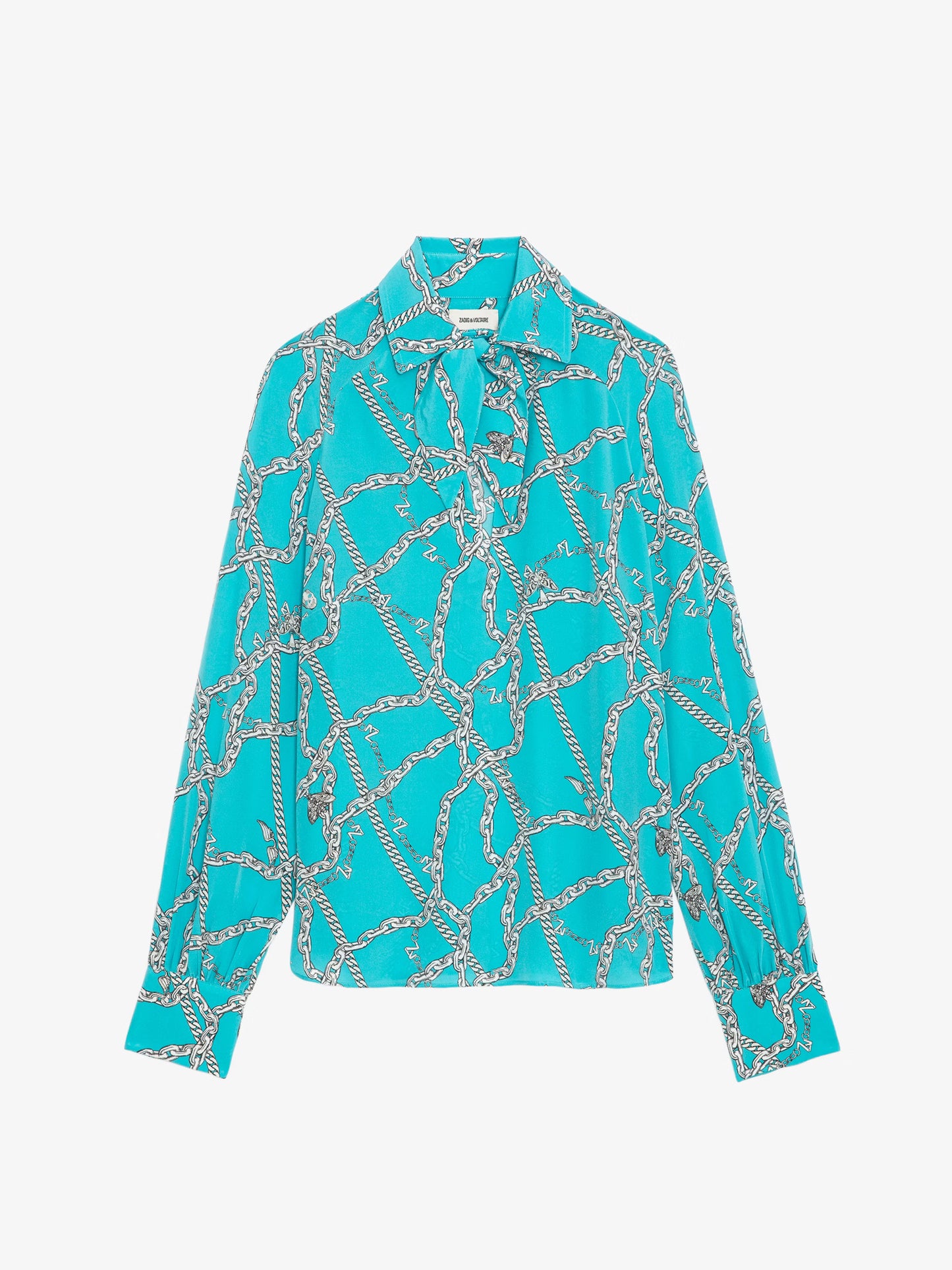 Blouse Tuile Soie chemise bleu femme