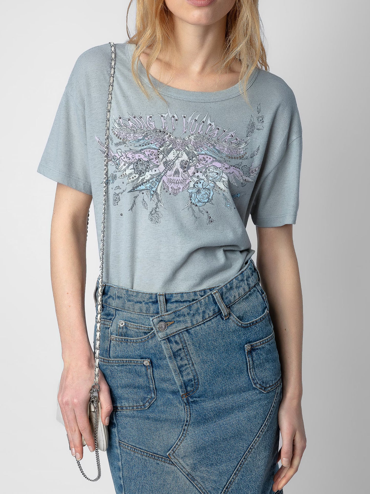 T-shirt Marta Concert Strass t-shirt gris femme