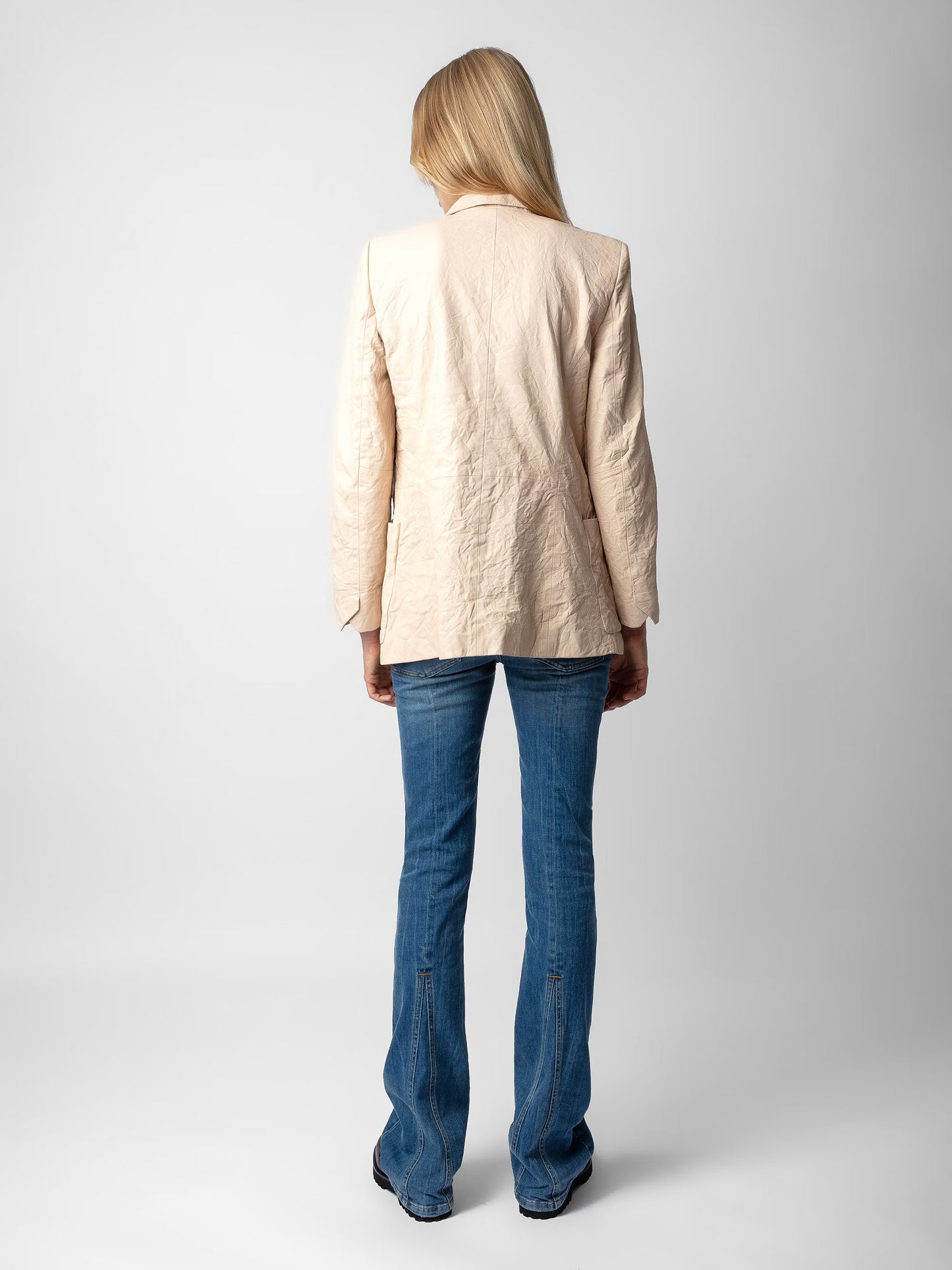 Veste Visko Cuir Froissé blazer rose femme