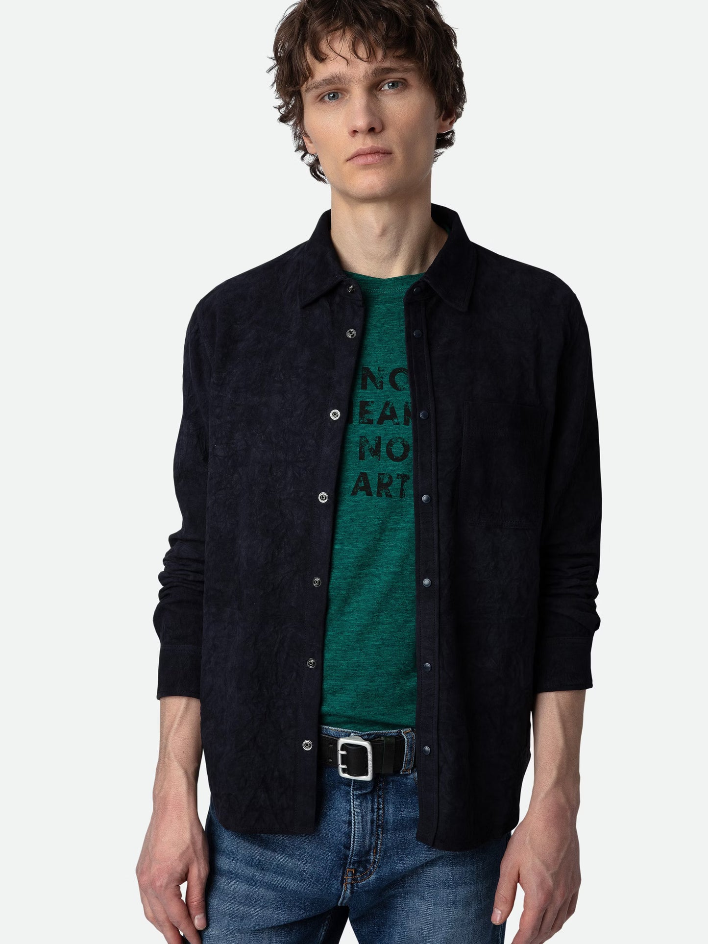 Chemise Serge Suède chemise bleu homme