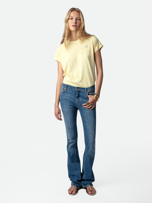 T-shirt Anya Strass t-shirt jaune femme
