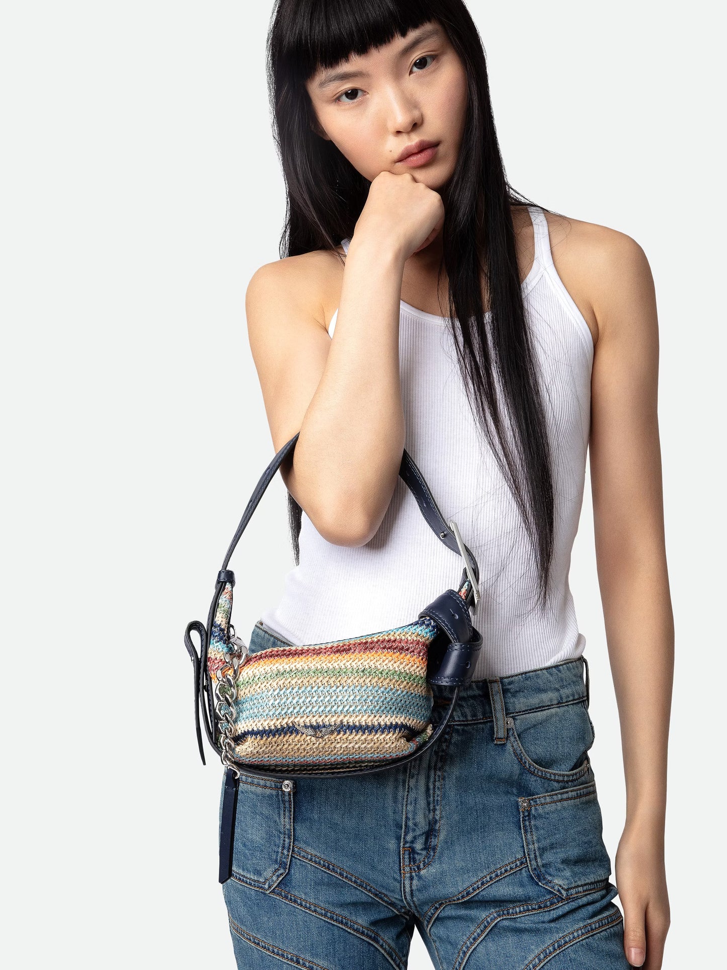Sac Le Cecilia XS sac porté epaule marine femme