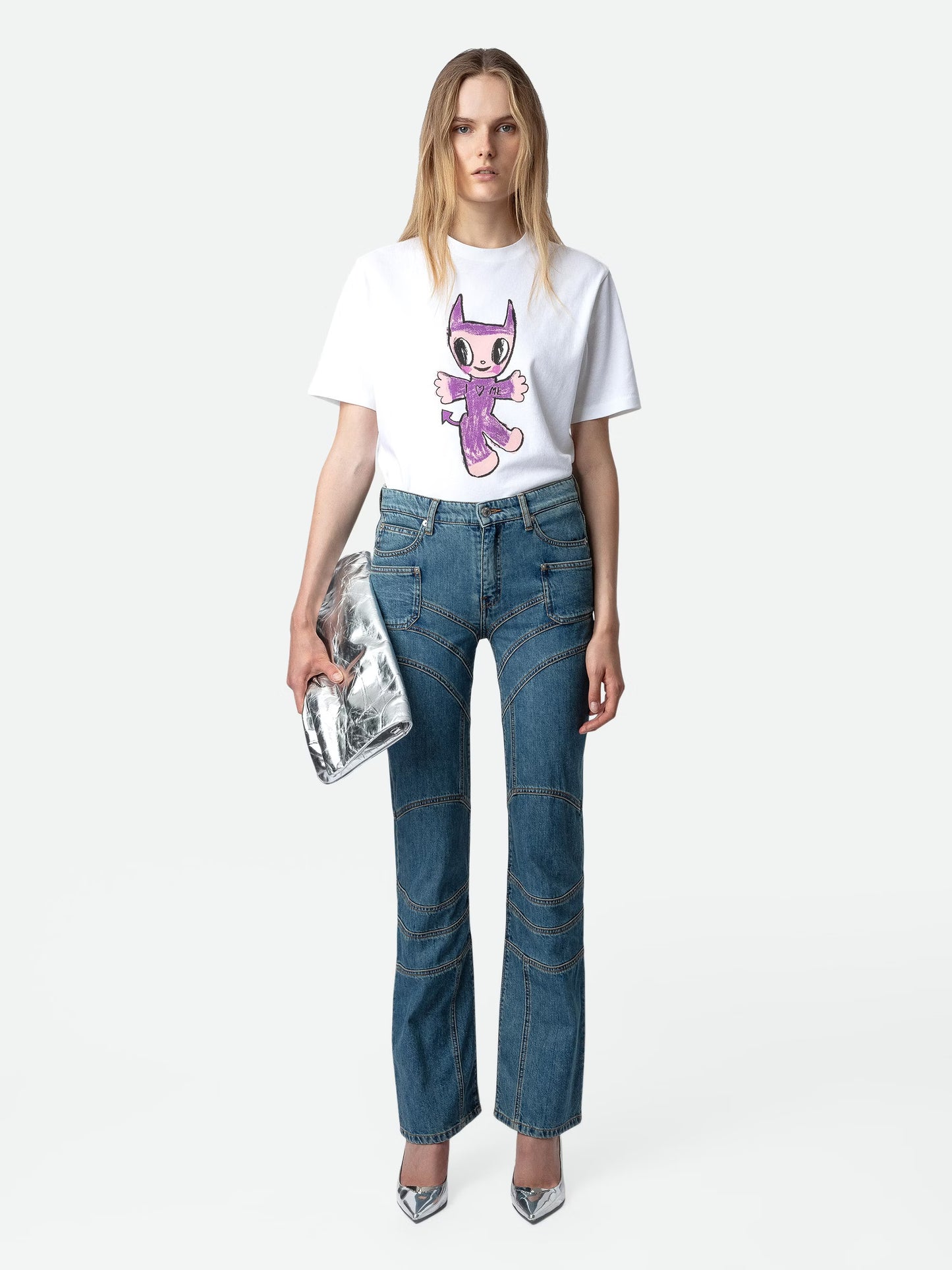 T-shirt Edwin Devil Strass t-shirt blanc femme