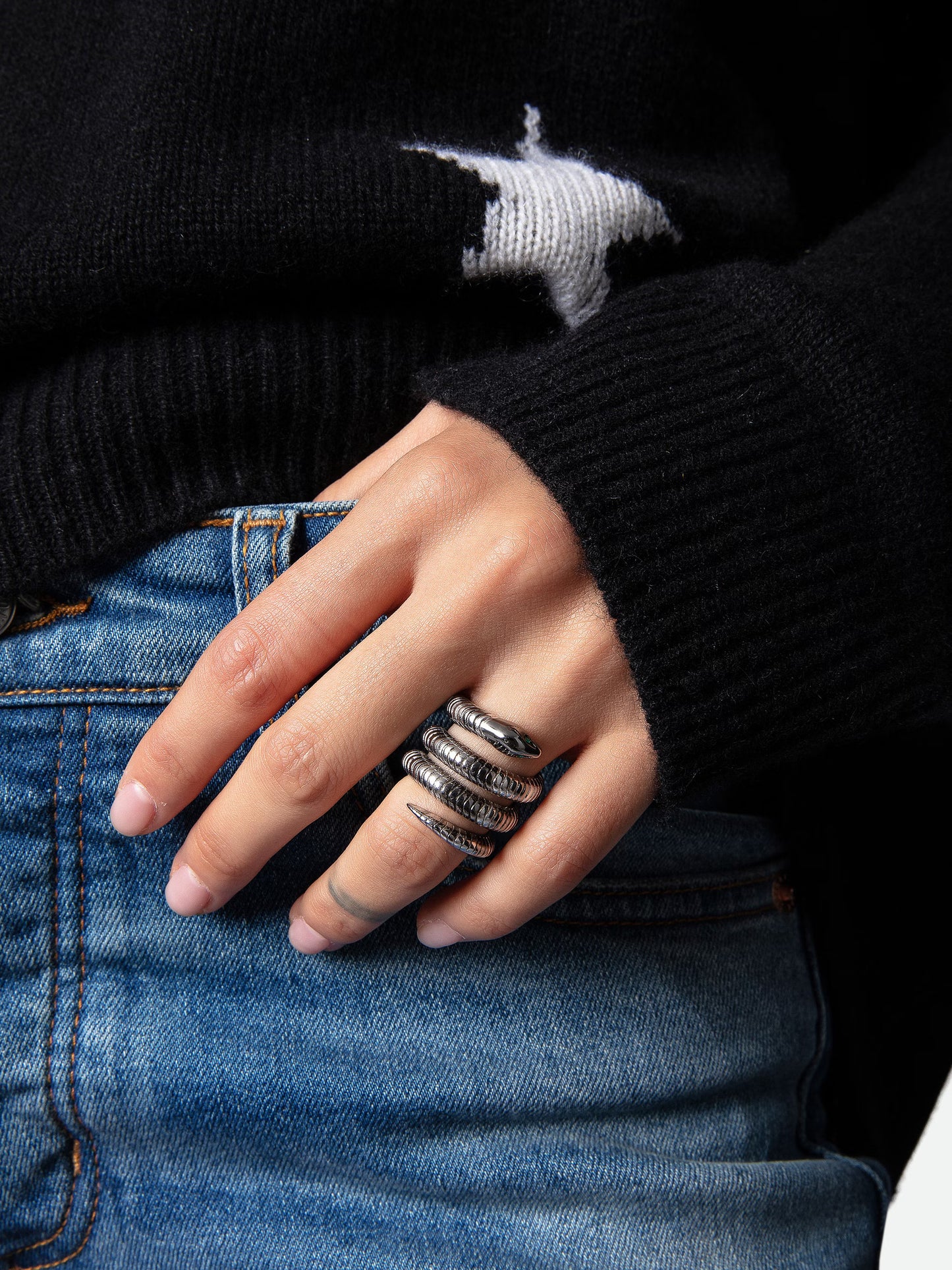 Bague Double Snake bague argent femme