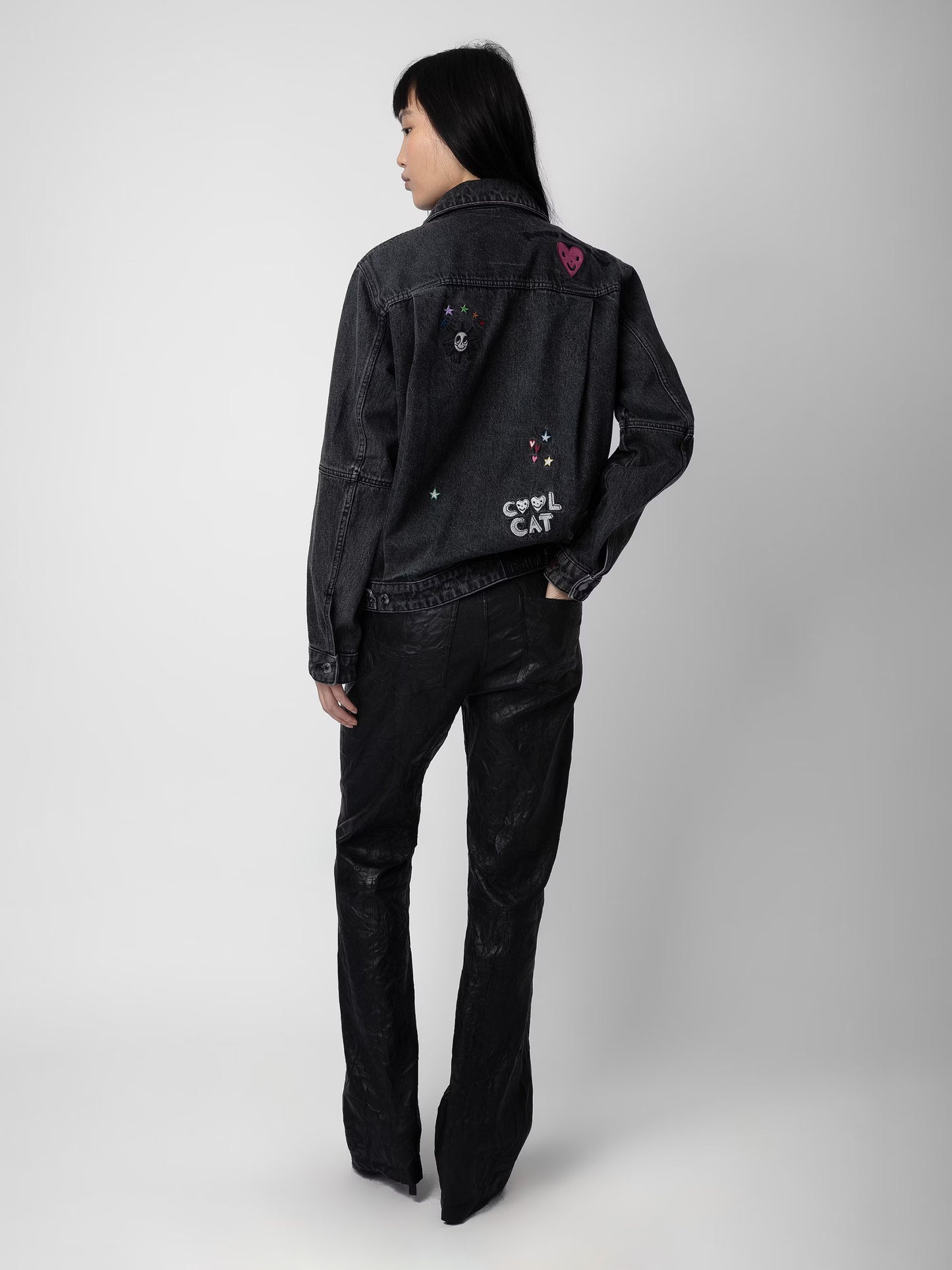 Veste Kasy Denim blouson gris femme