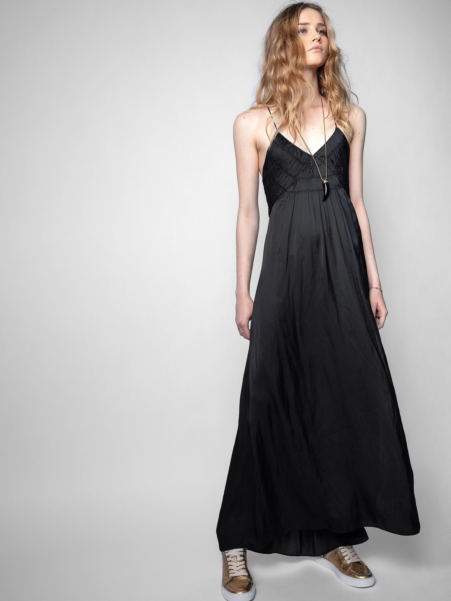 Robe Satin Rayonne robe noir femme