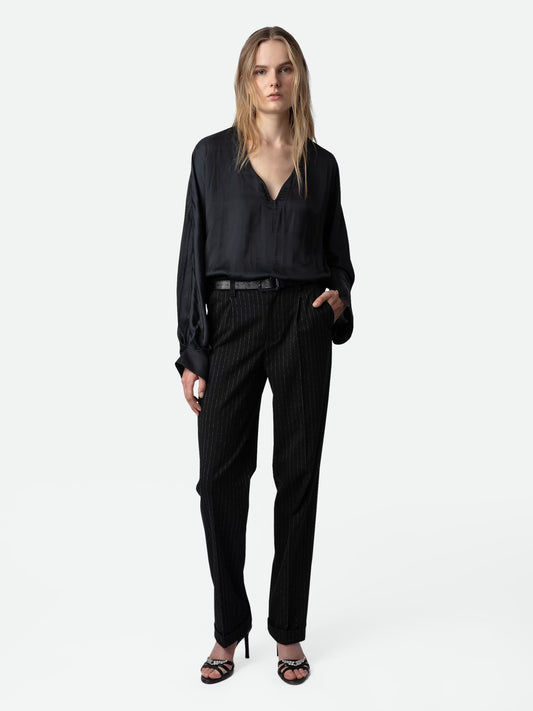Blouse Tonastir Satin chemise noir femme