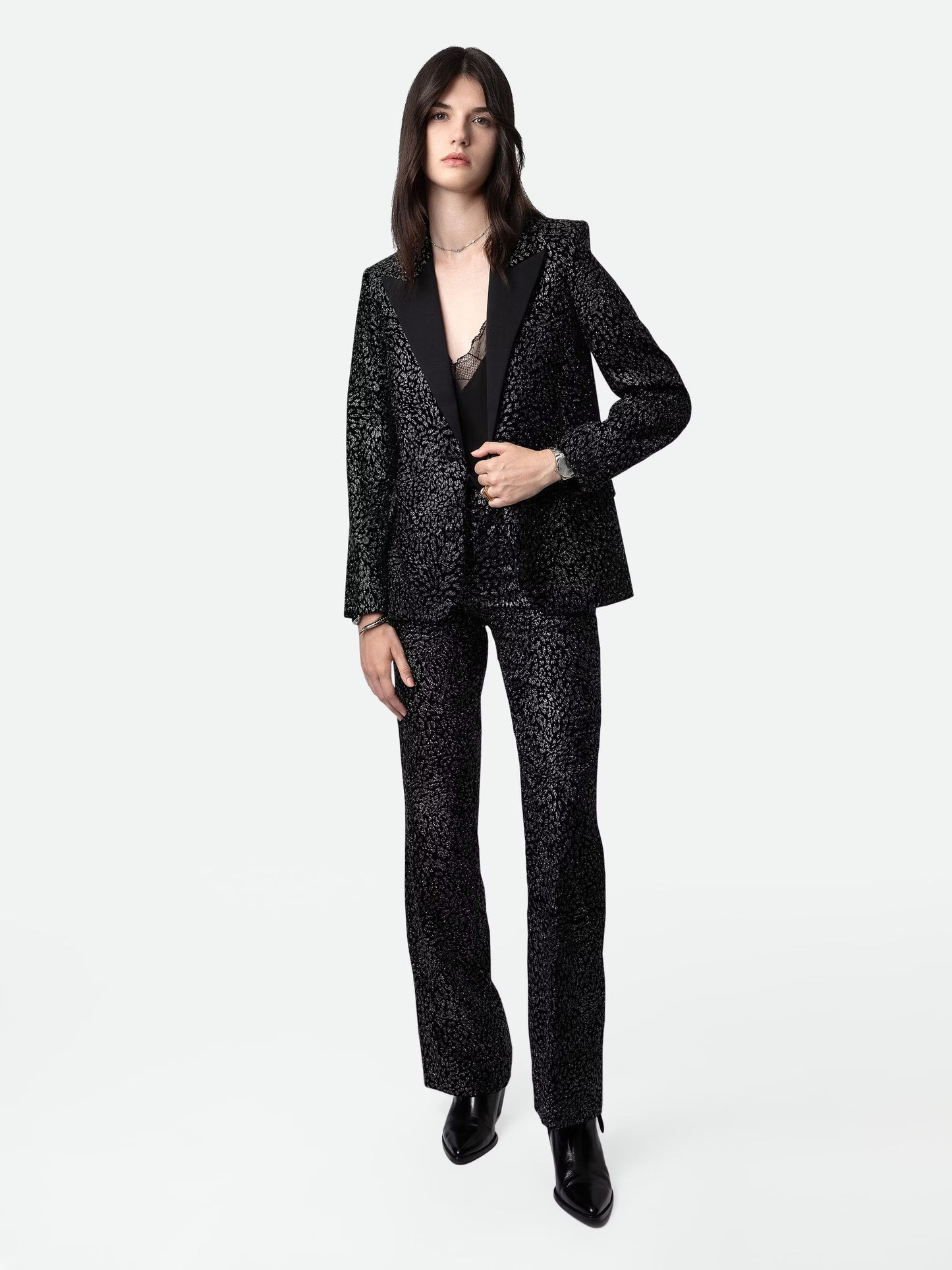 Veste Venus Velours blazer noir femme
