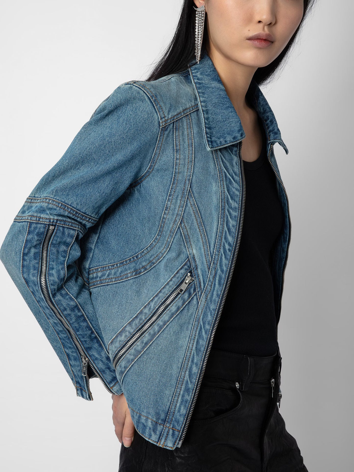 Veste Bons Denim blouson bleu femme