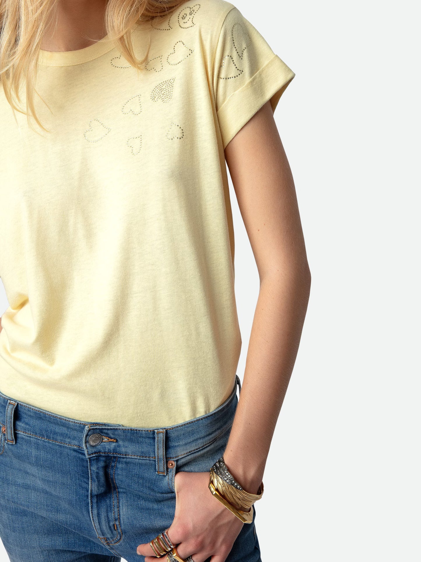 T-shirt Anya Strass t-shirt jaune femme