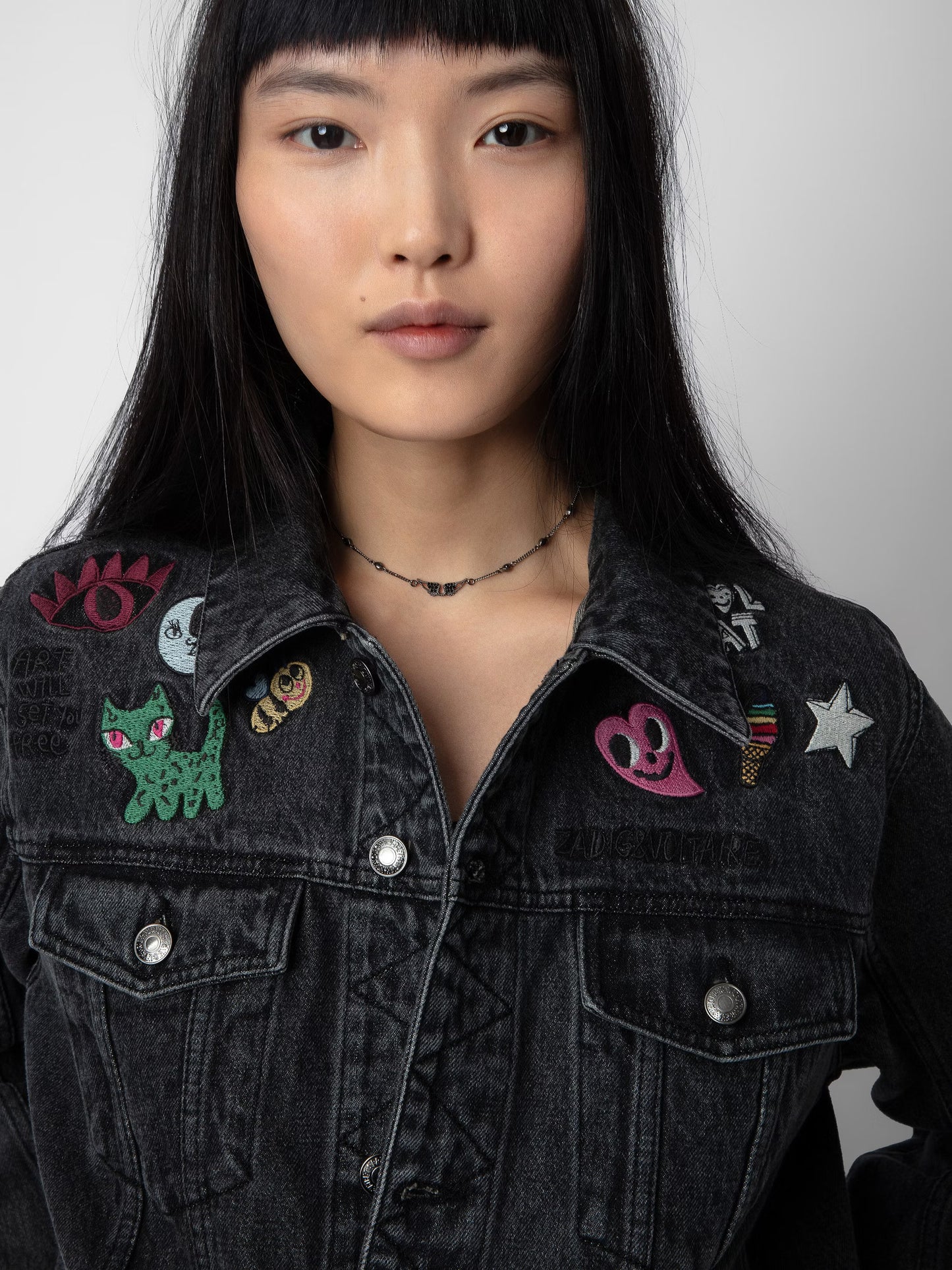 Veste Kasy Denim blouson gris femme