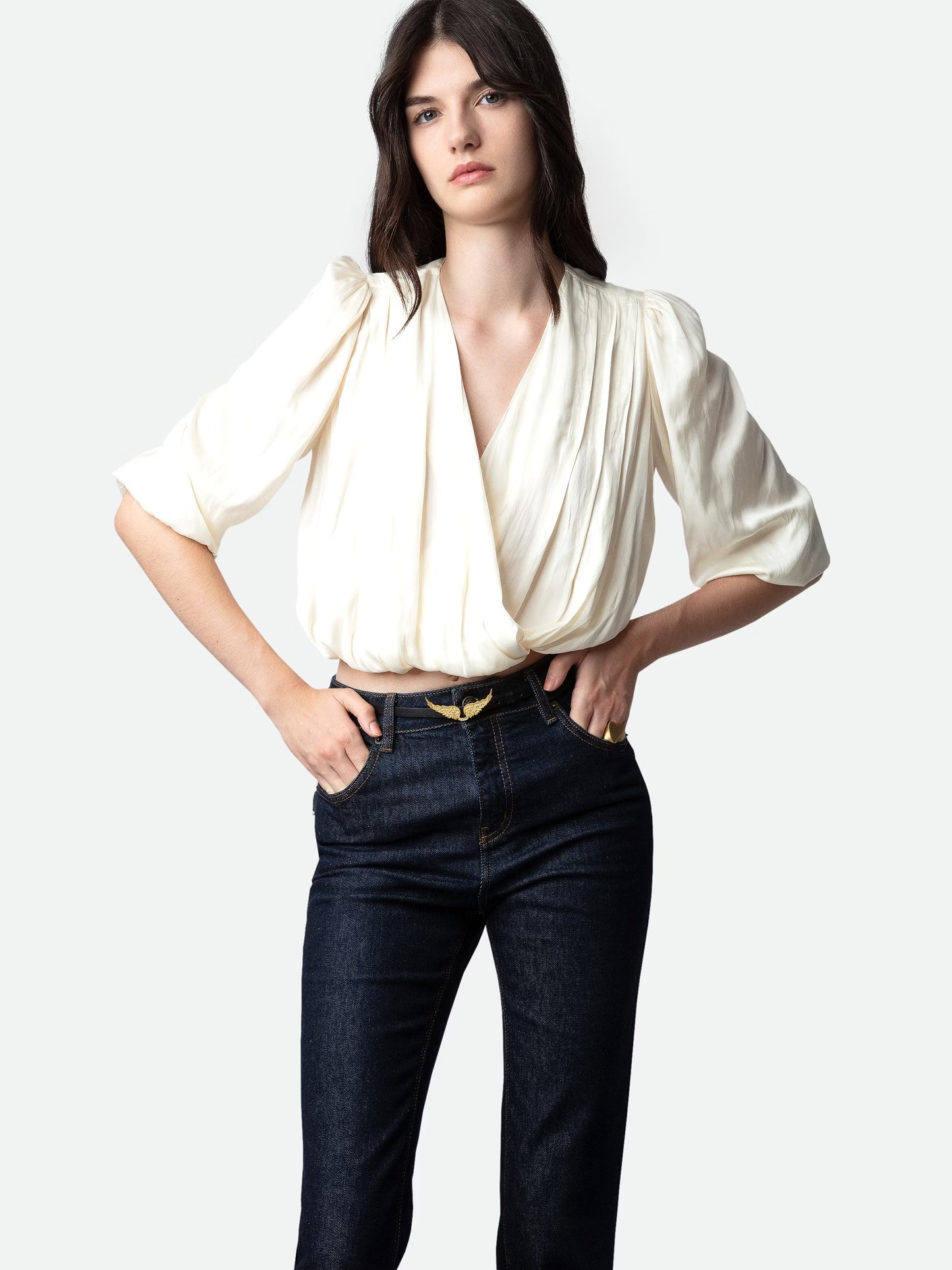 Top Tyfon Satin haut blanc femme