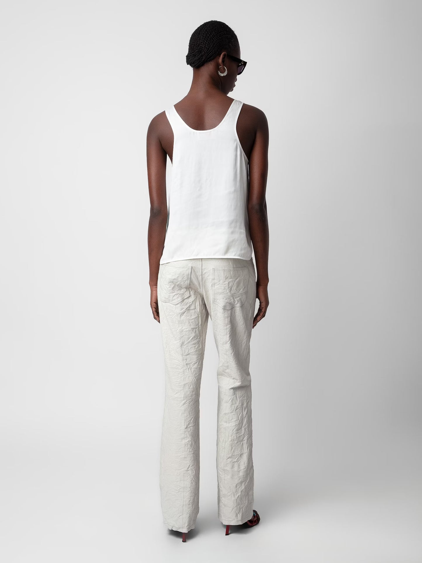 Top Carys Satin haut blanc femme