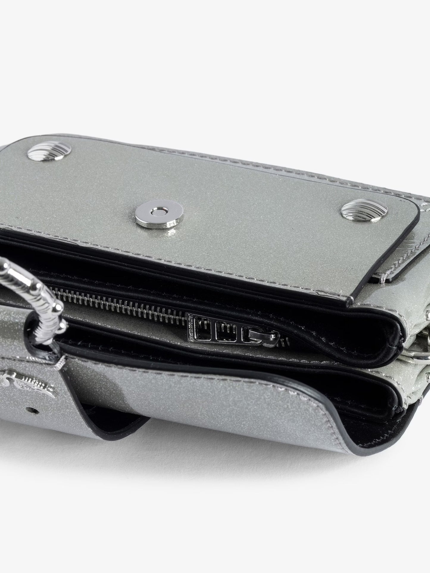 Sac Kate Wallet Métallisé mini sac argent femme