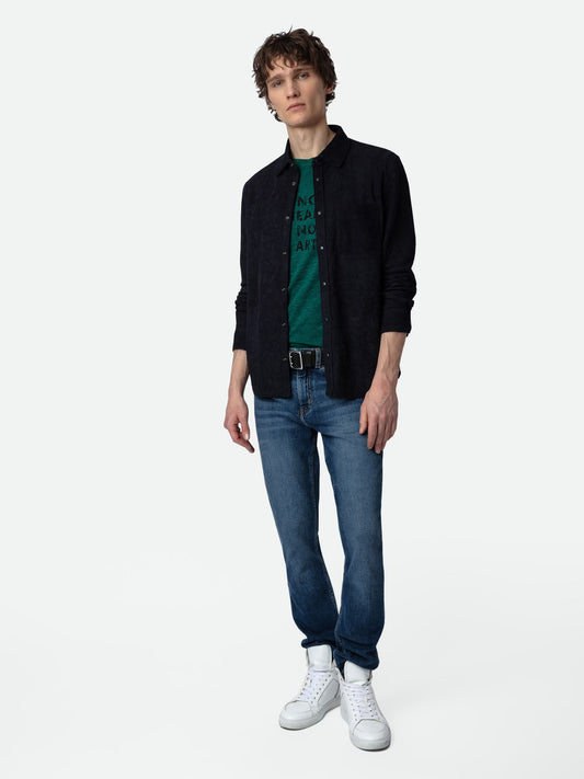 Chemise Serge Suède chemise bleu homme
