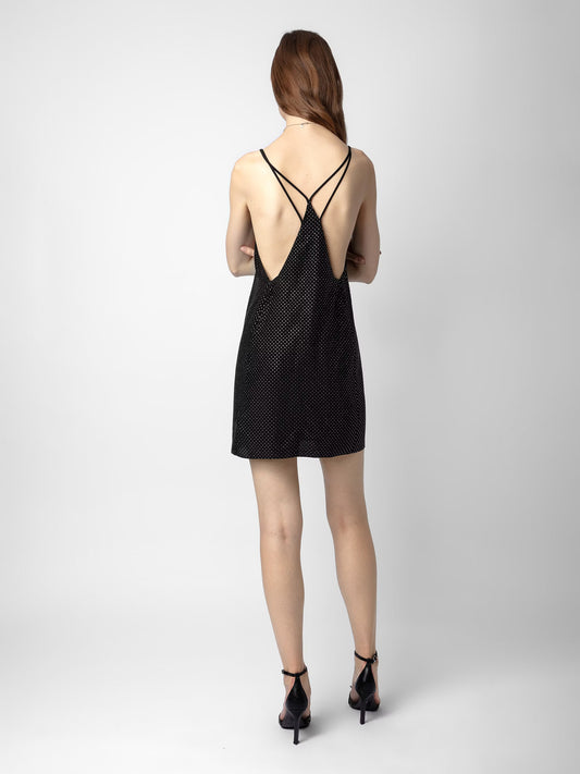 Robe Rohana Strass Soie robe noir femme