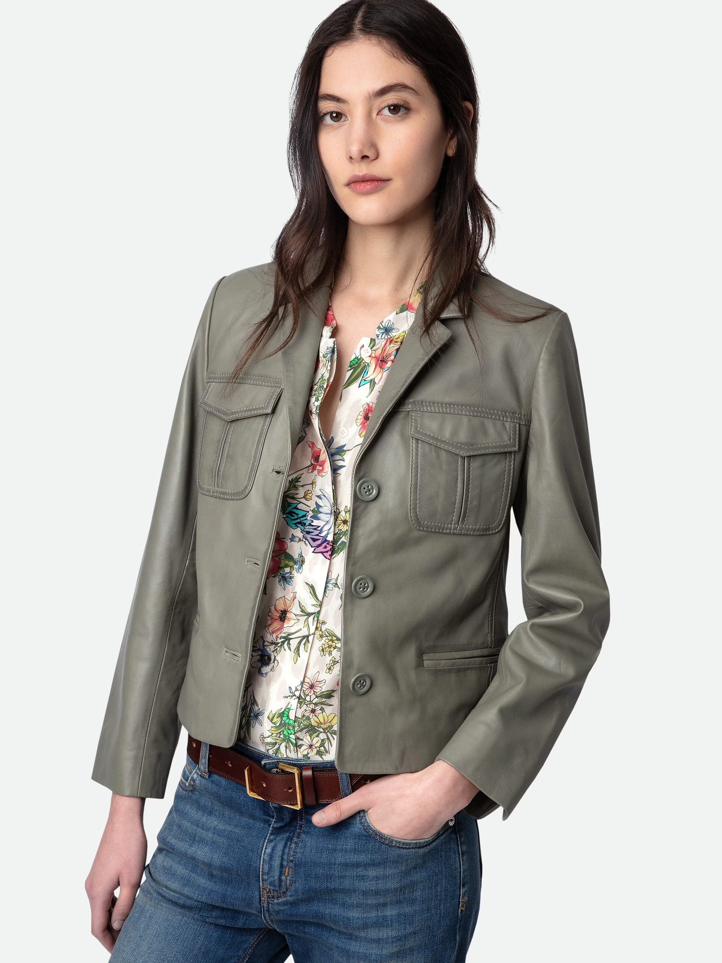 Blouson Liams Cuir blouson gris femme