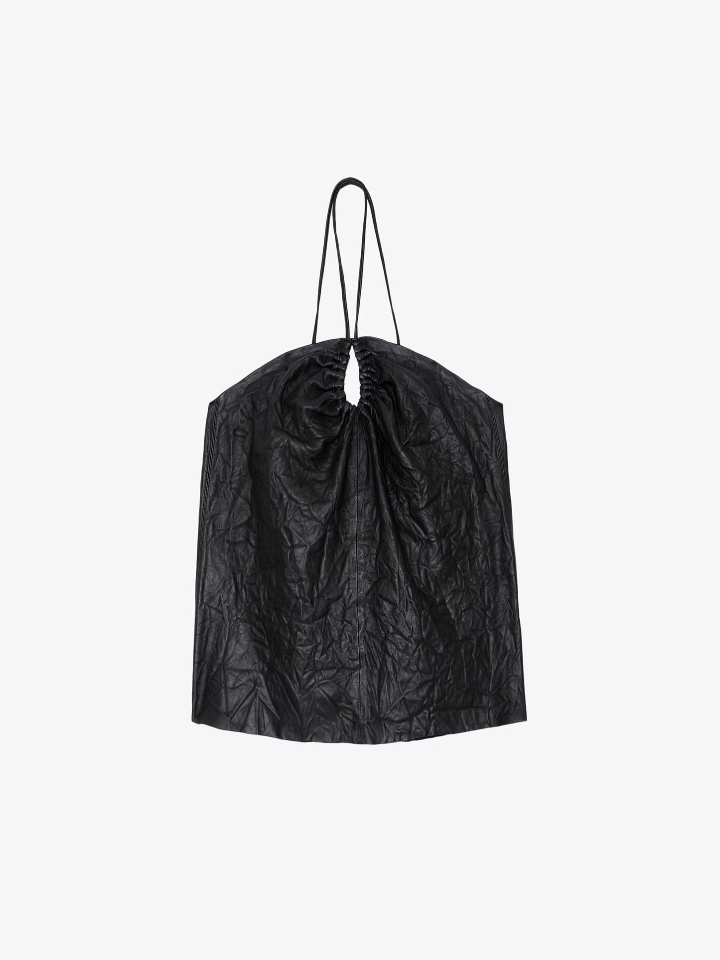 Top Cidonie Cuir Froissé haut noir femme