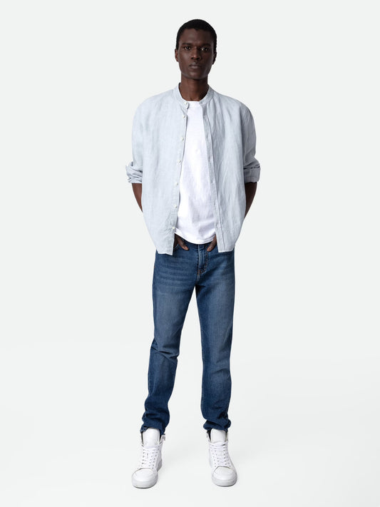 Chemise Stan Officier Lin chemise bleu homme