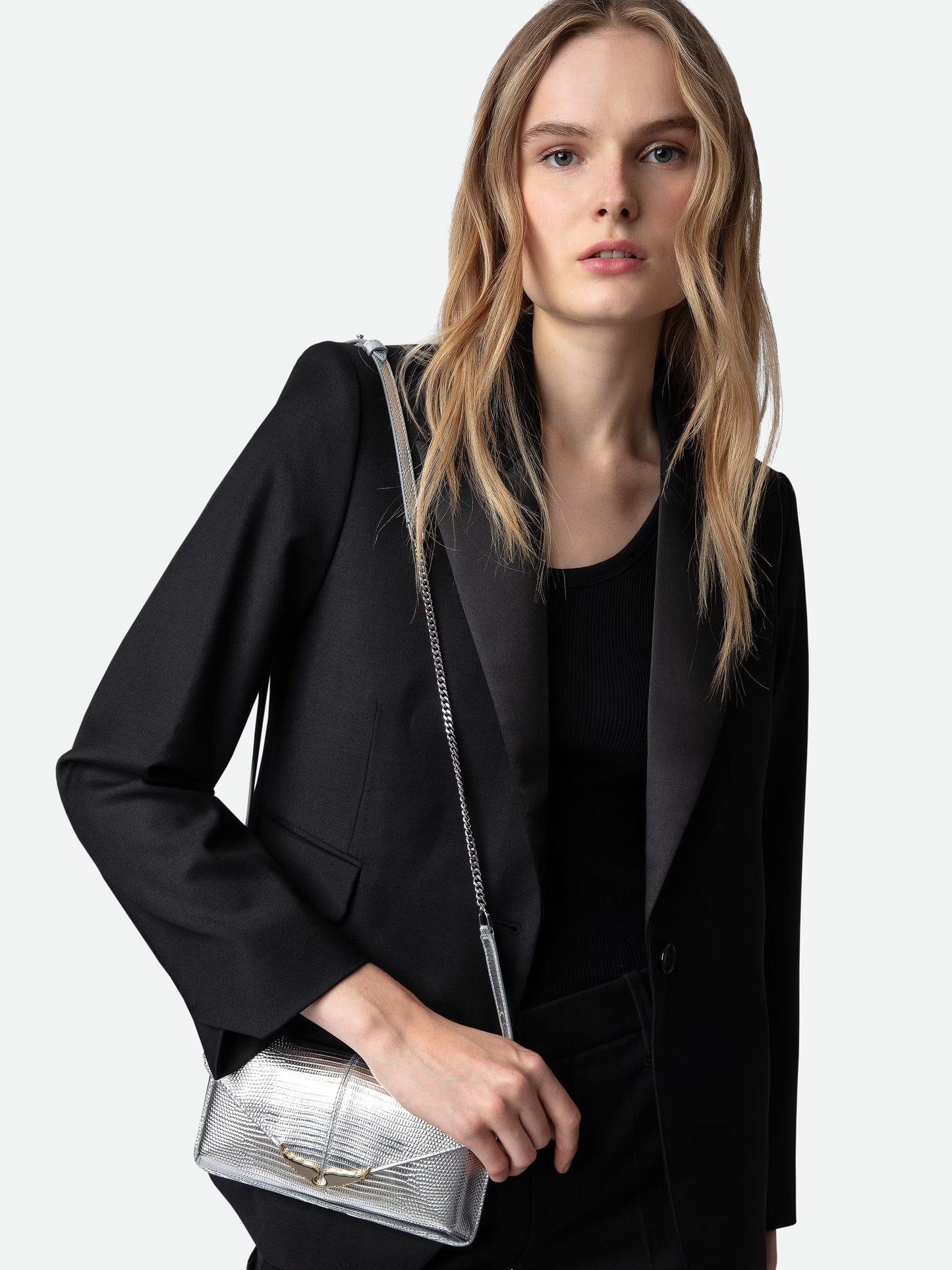 Pochette Bordeline Embossée Métallisée pochette argent femme