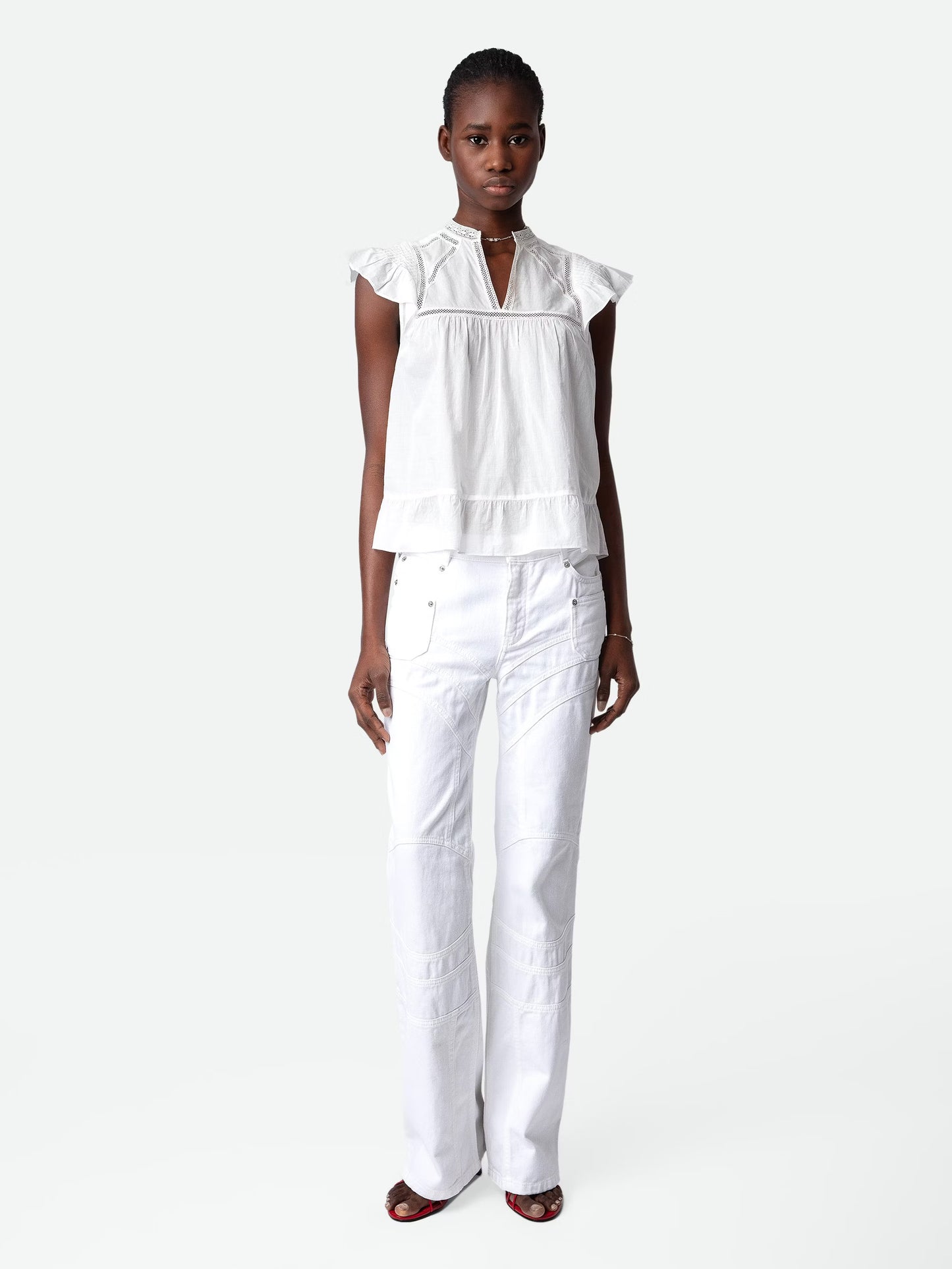 Top Tolded haut blanc femme