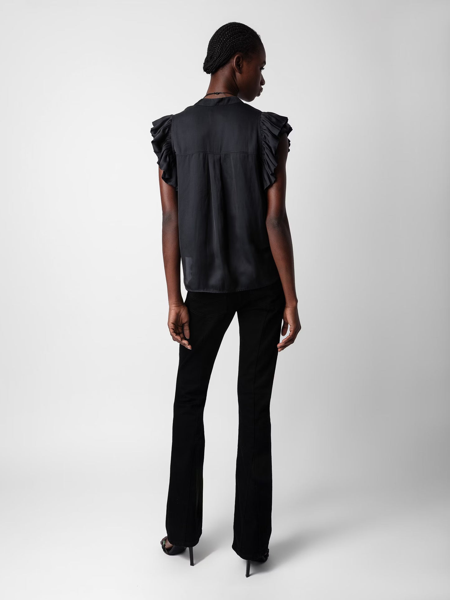 Top Tiza Satin haut noir femme