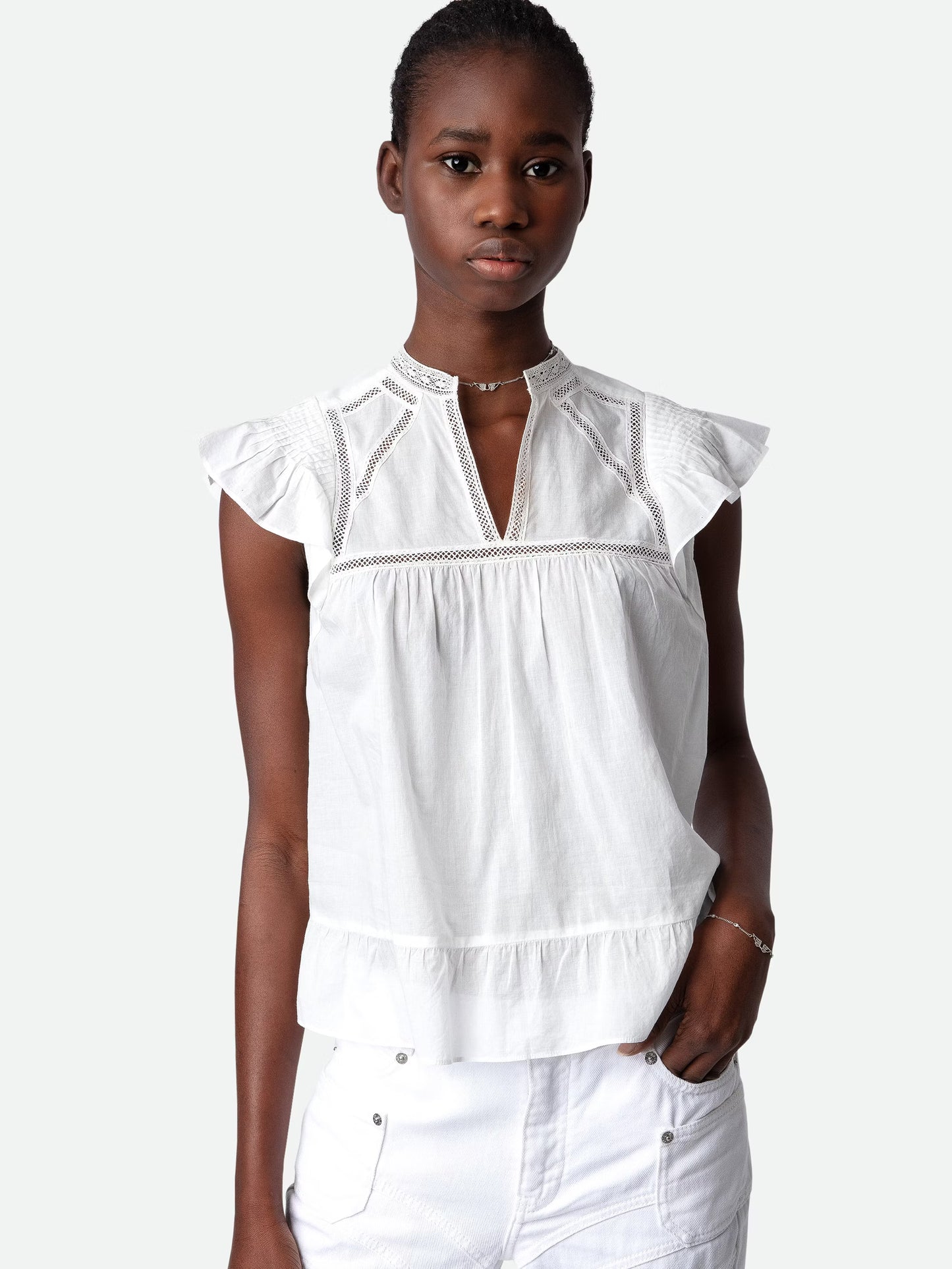 Top Tolded haut blanc femme
