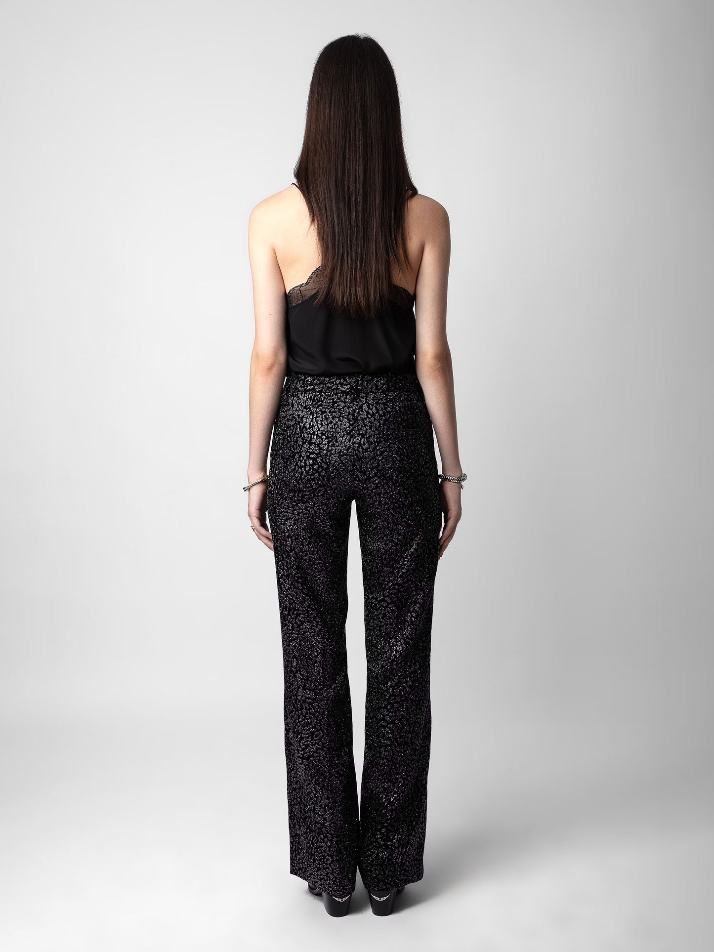Pantalon Piston Velours pantalon noir femme