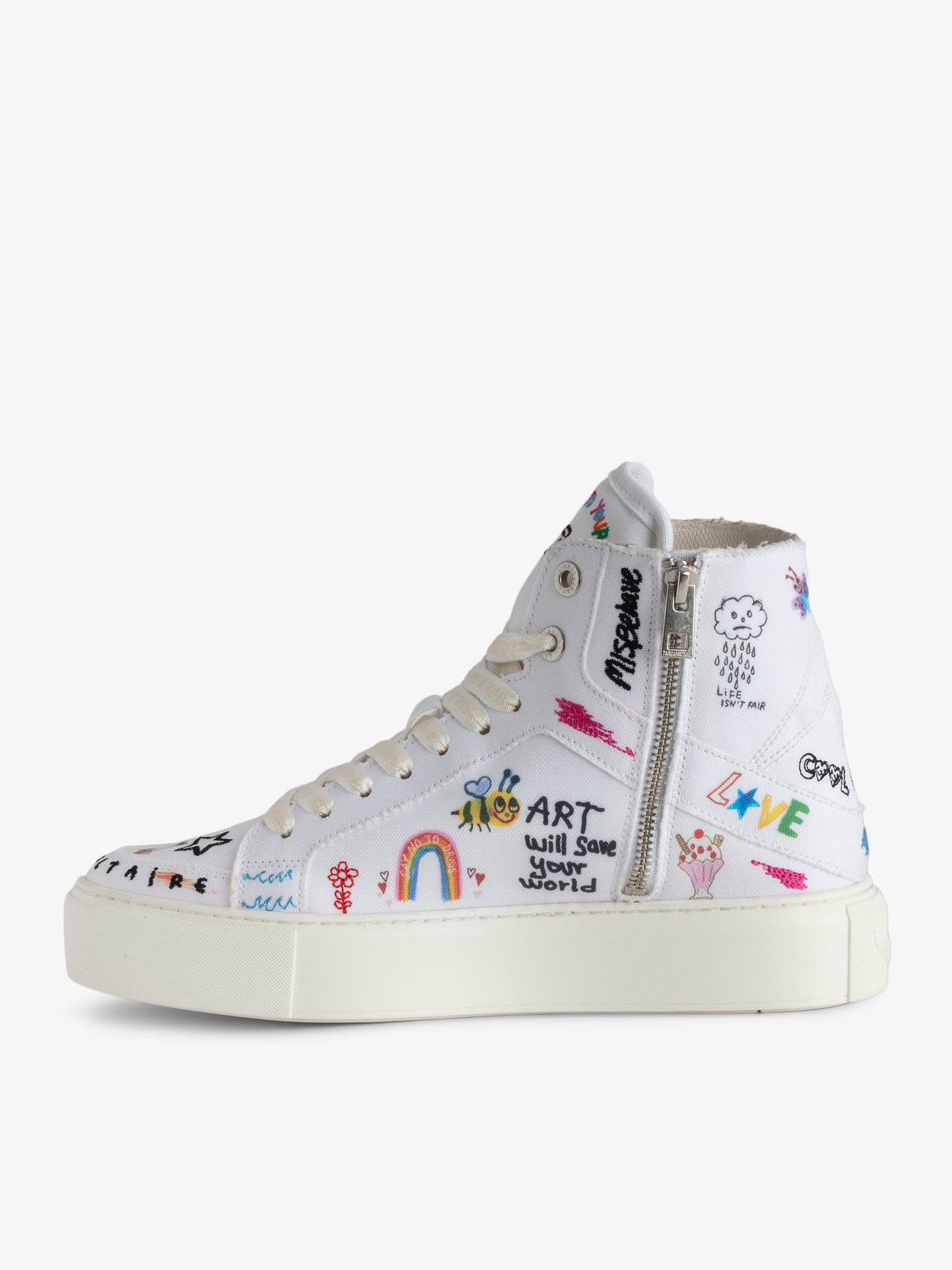 Sneakers Montantes ZV1747 High Flash Chunky baskets blanc femme