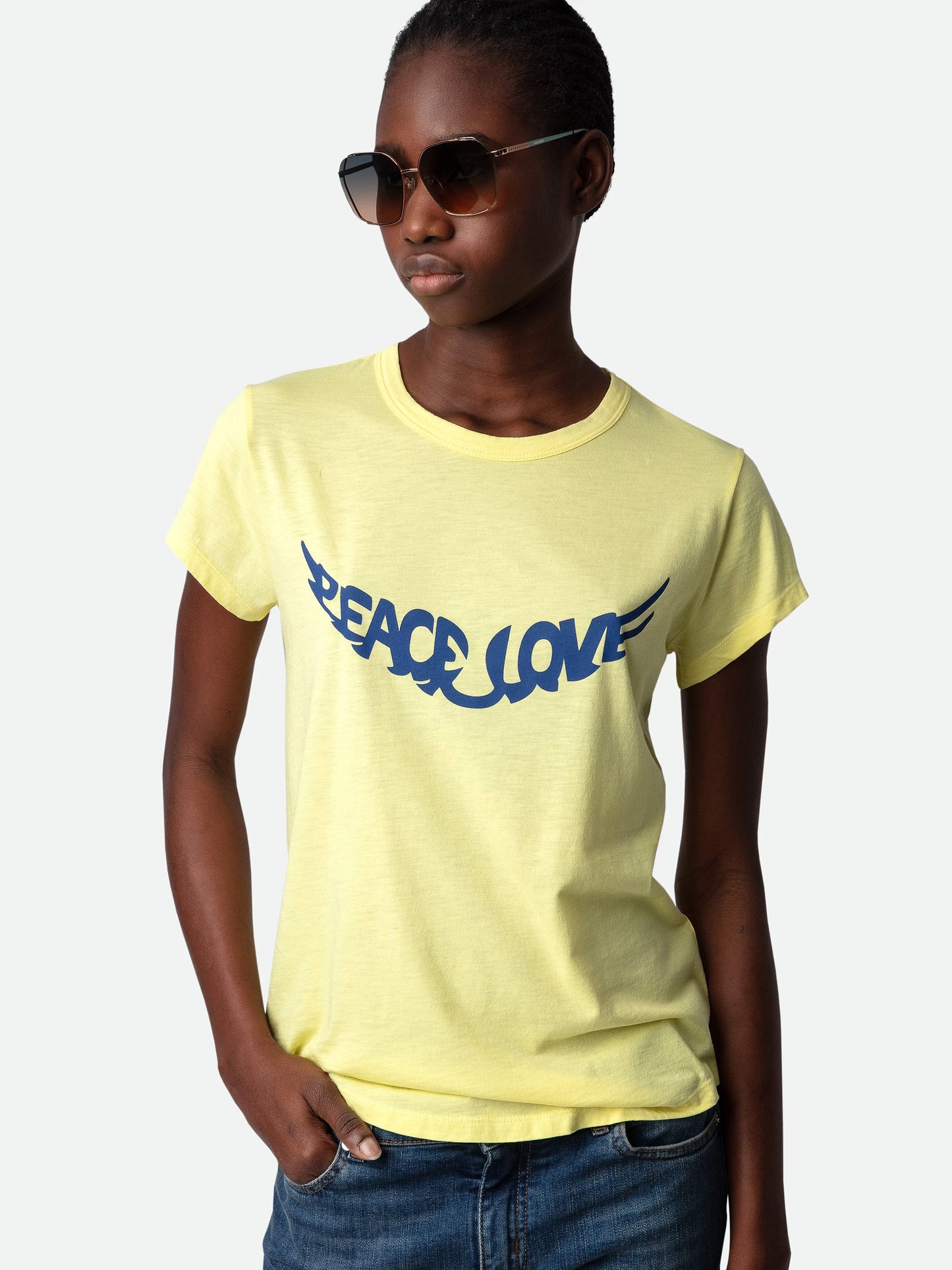 T-shirt Woop Peace & Love Wings t-shirt jaune femme