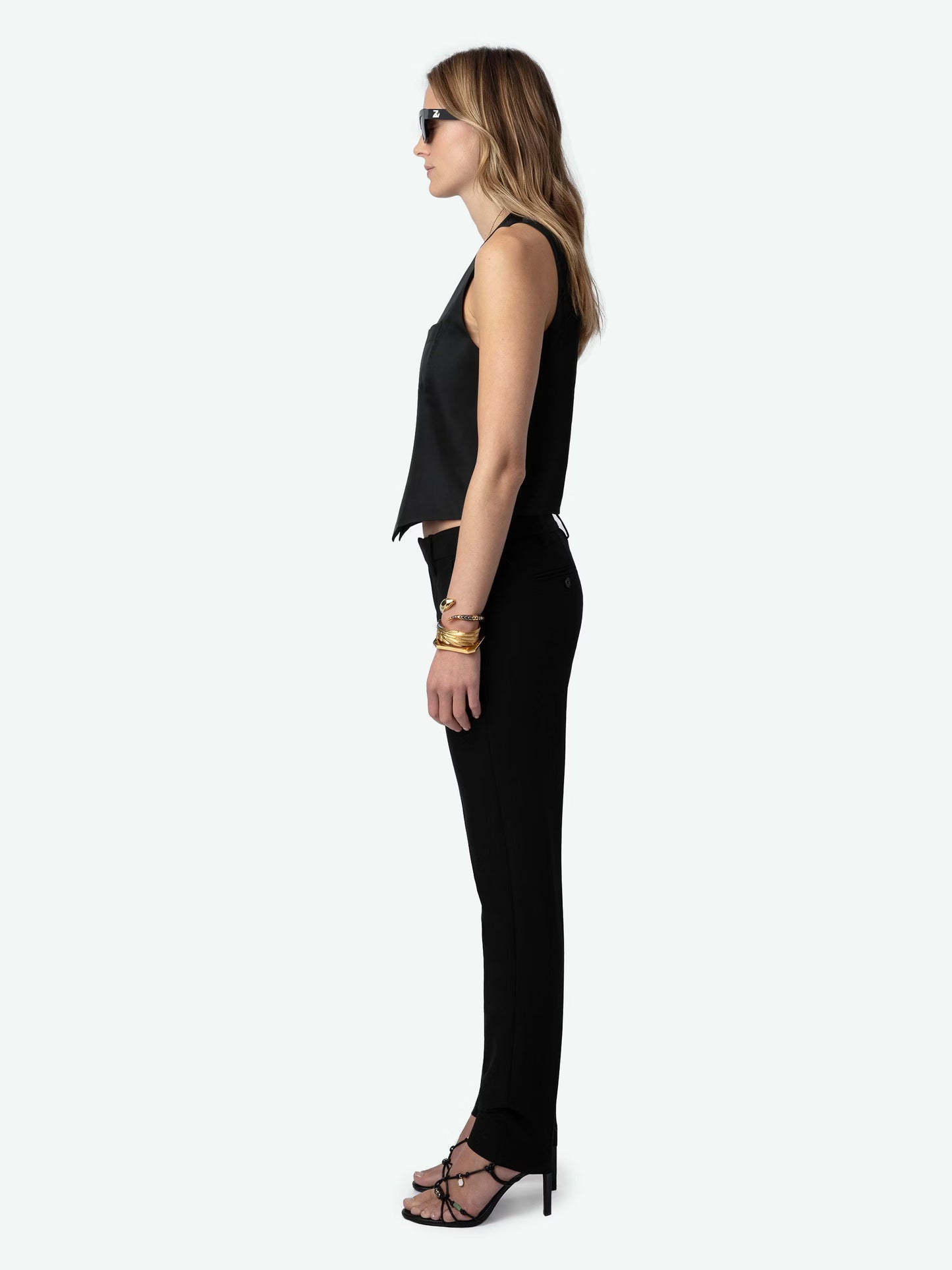 Top Emaux Satin haut noir femme