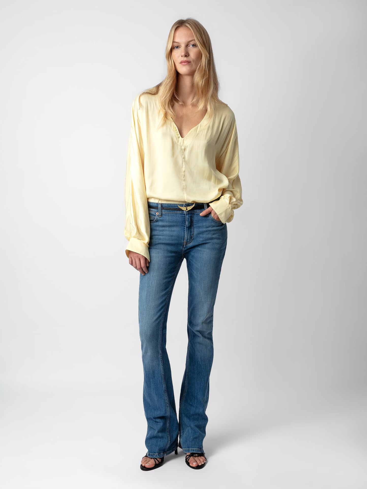 Blouse Tonastir Satin chemise jaune femme