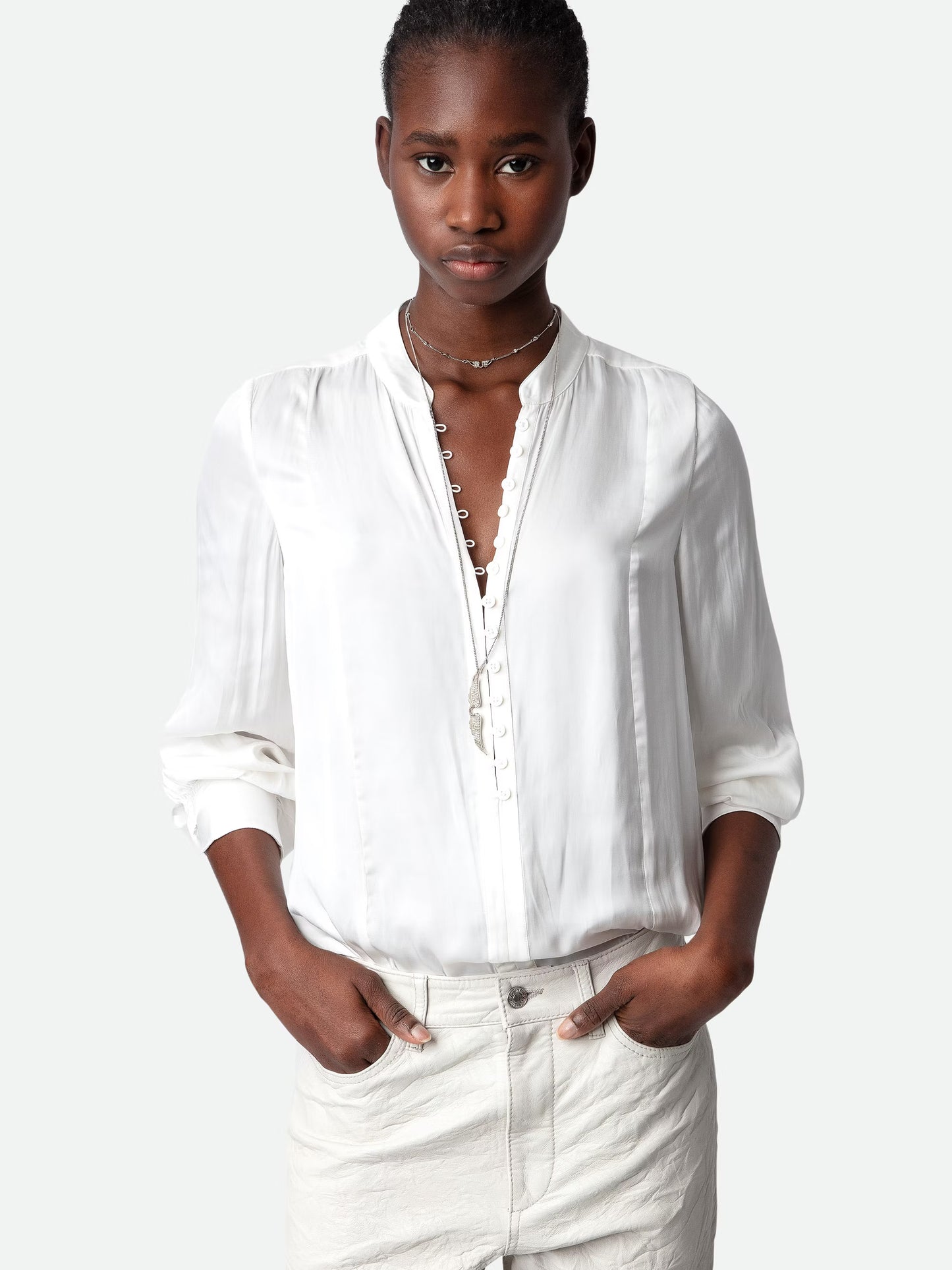 Blouse Twina Satin chemise blanc femme