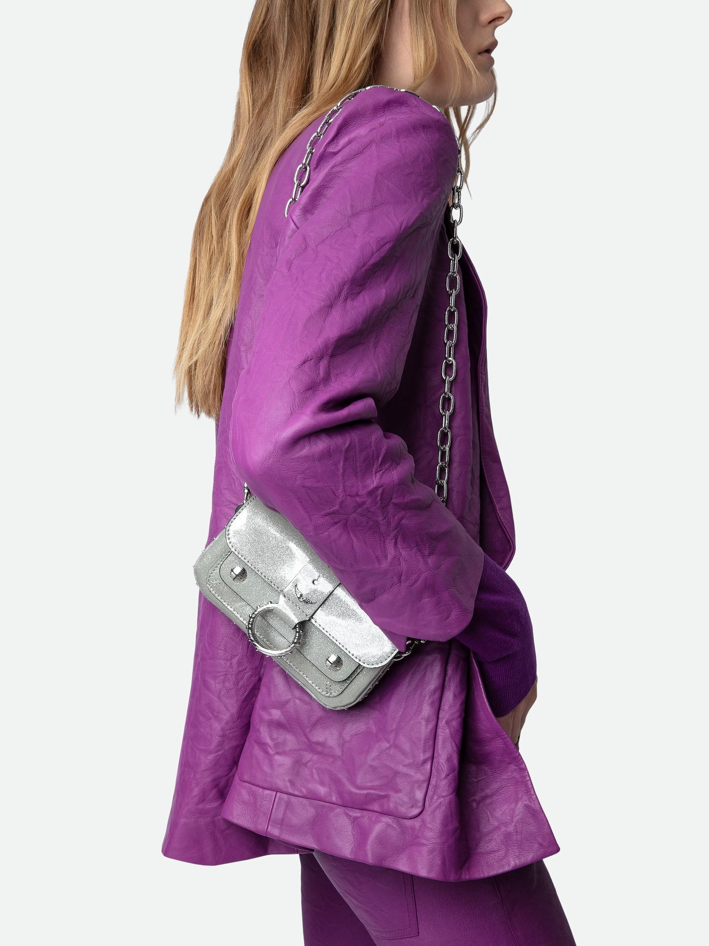 Sac Kate Wallet Métallisé mini sac argent femme