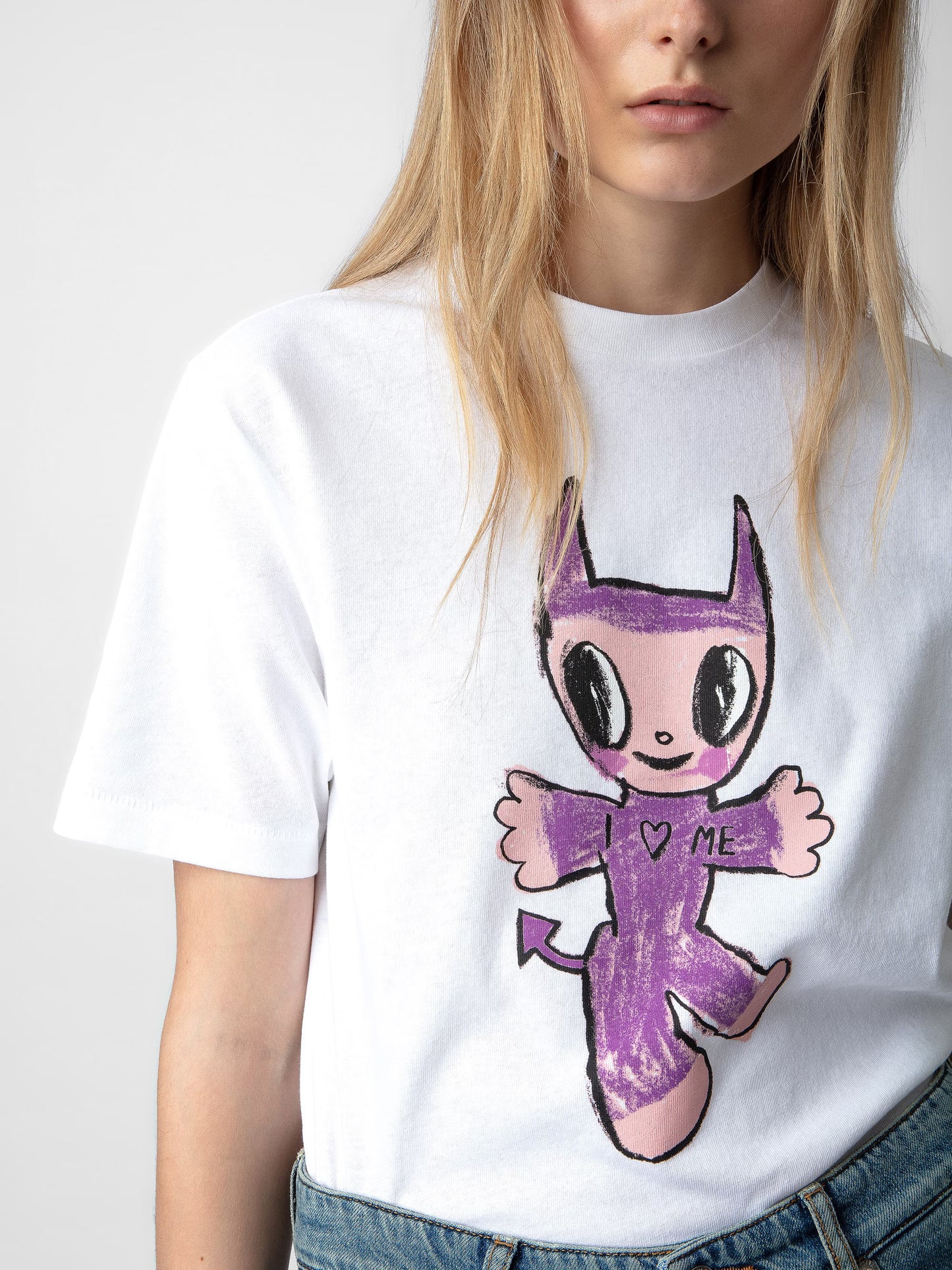 T-shirt Edwin Devil Strass t-shirt blanc femme