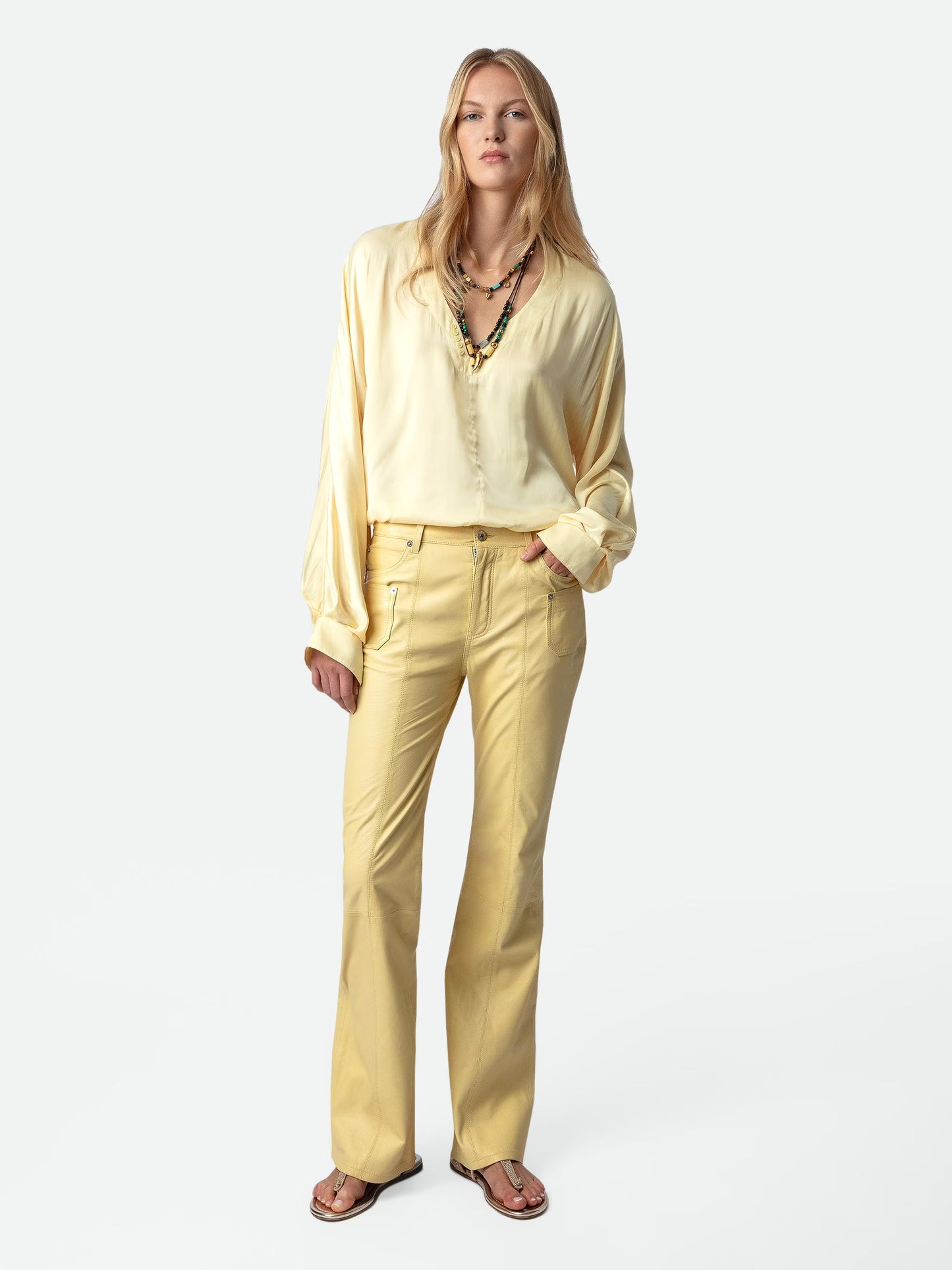 Blouse Tonastir Satin chemise jaune femme
