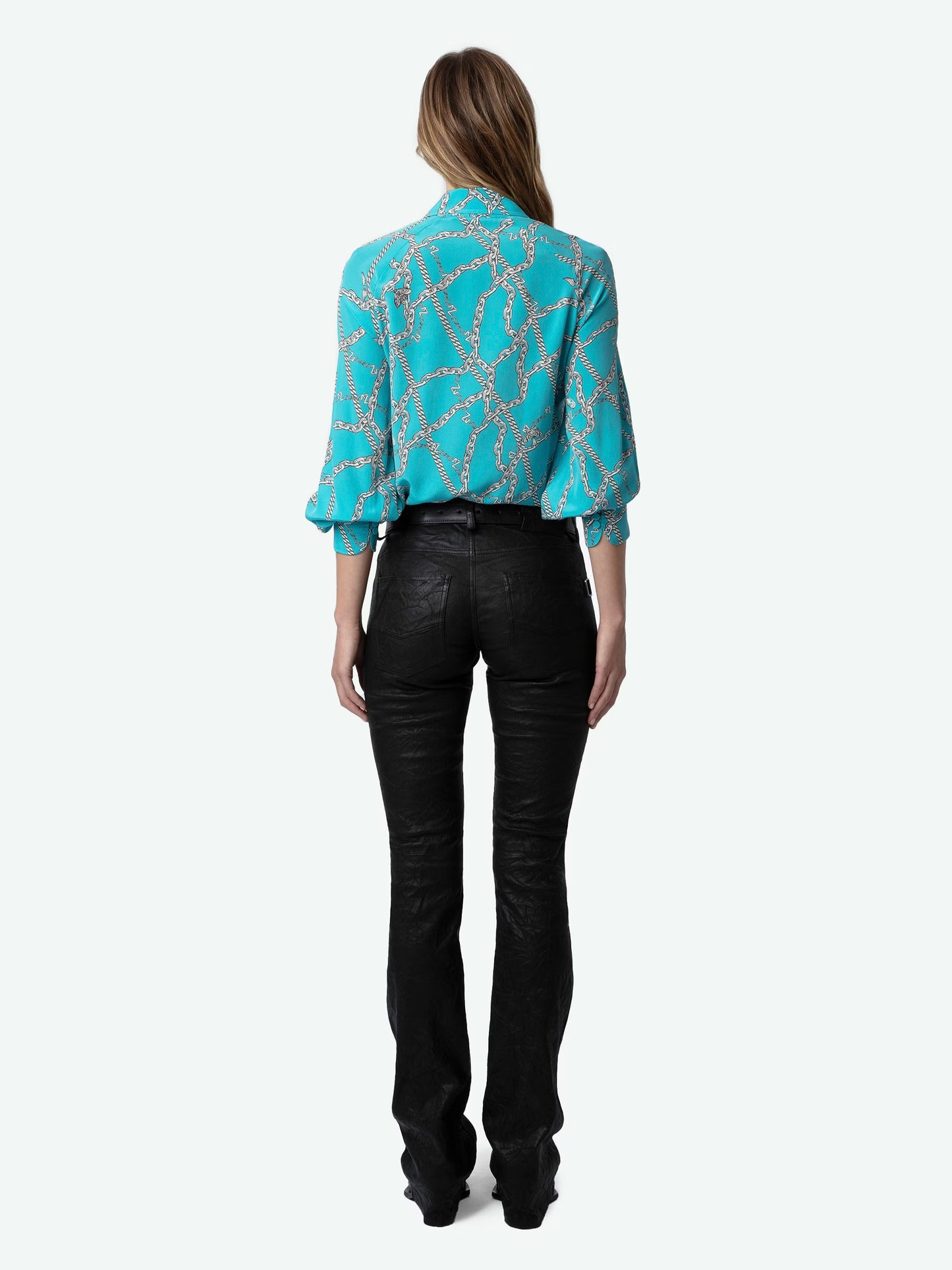 Blouse Tuile Soie chemise bleu femme