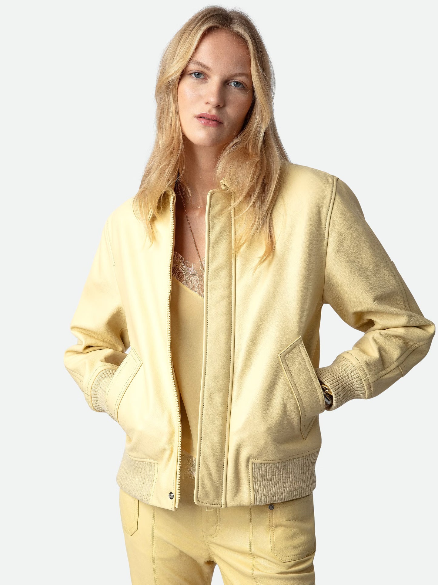 Blouson Kaia Cuir blouson jaune femme