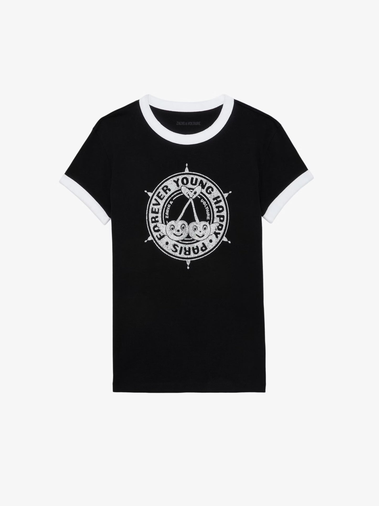 T-shirt Walk Blason Strass t-shirt noir femme