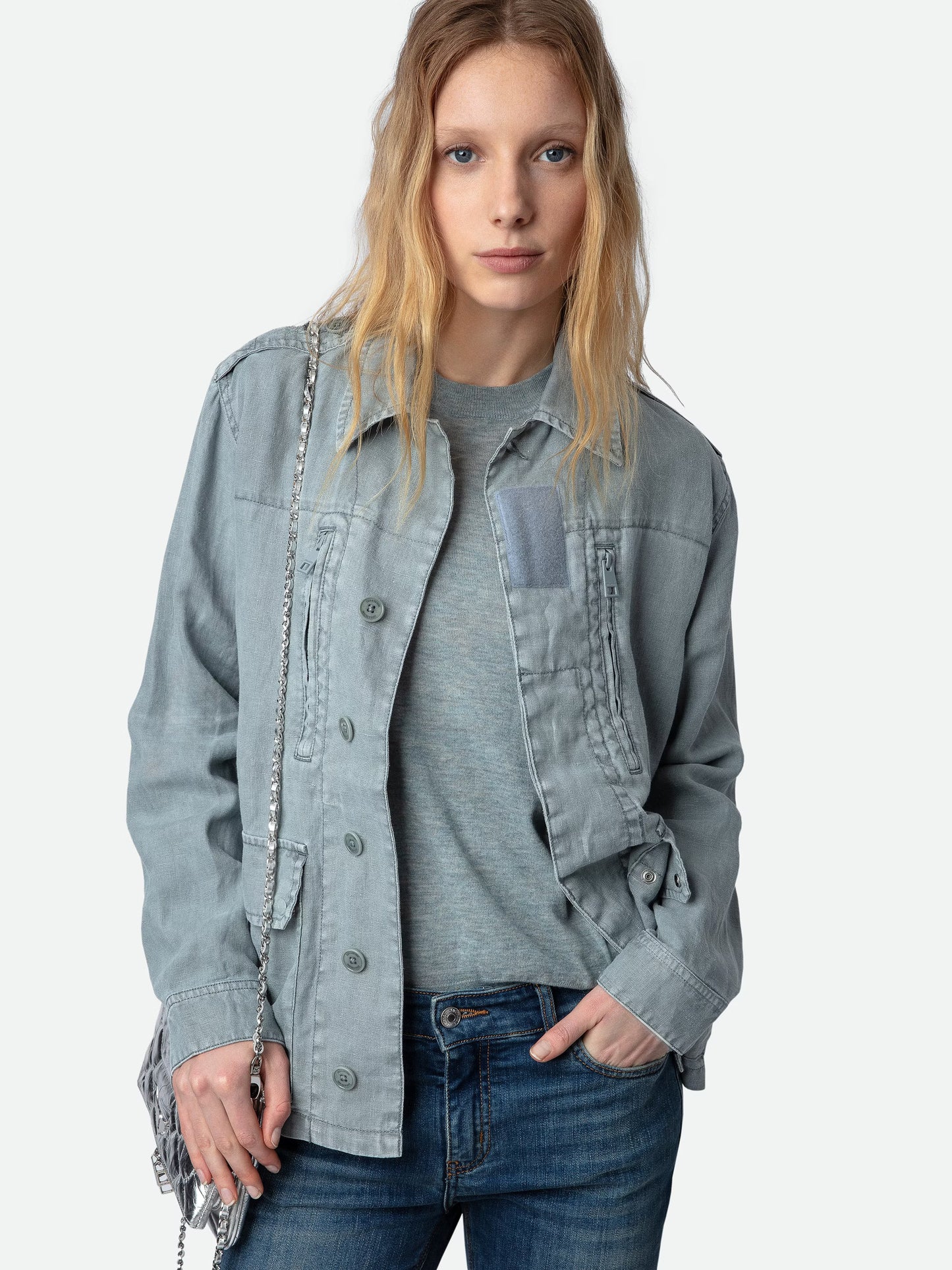 Veste Kid Lin blouson bleu femme