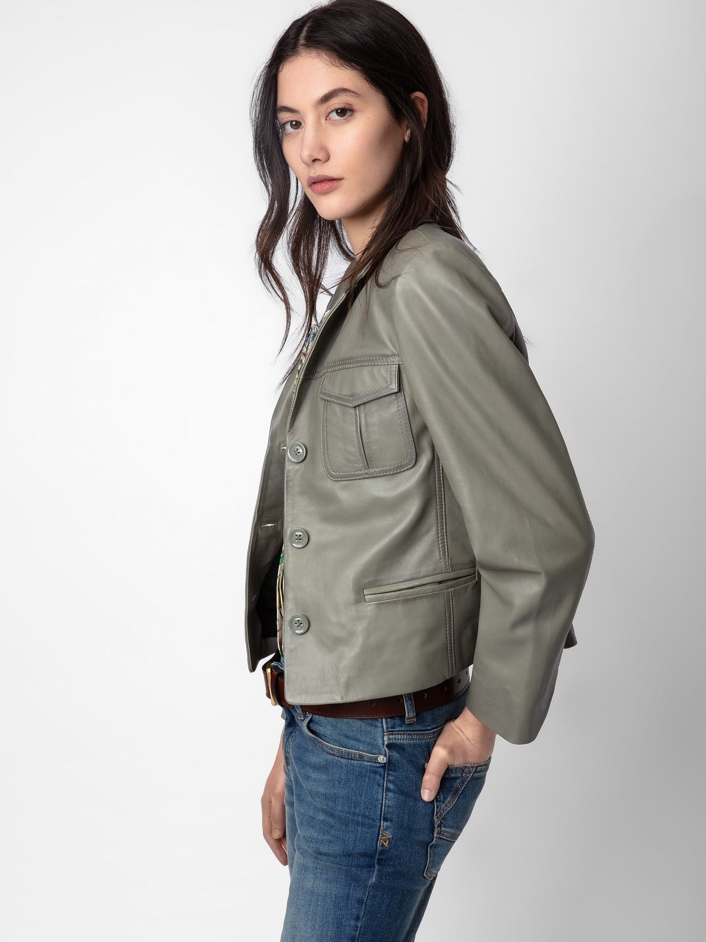 Blouson Liams Cuir blouson gris femme