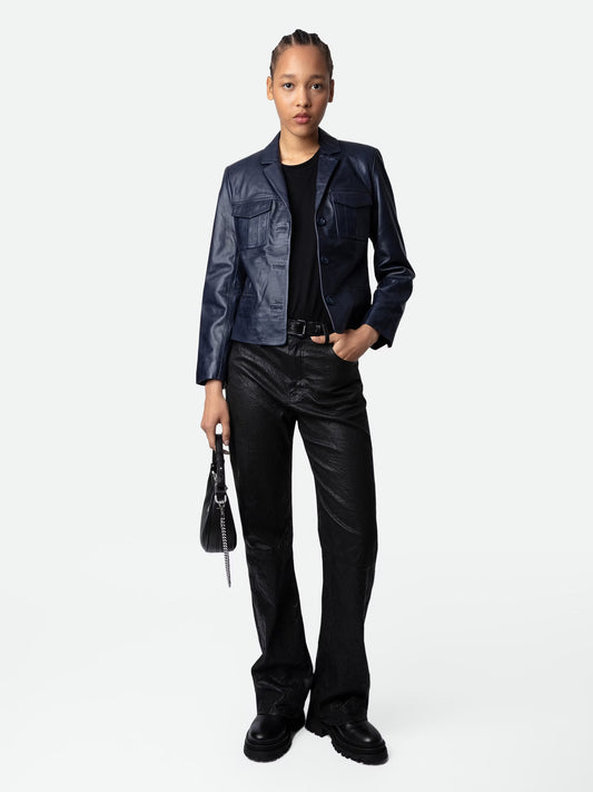 Blouson Liams Cuir blouson marine femme